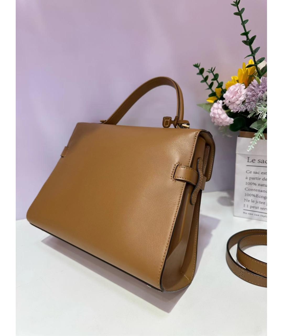 DELVAUX Коричневая кожаная сумка с короткими ручками, фото 6