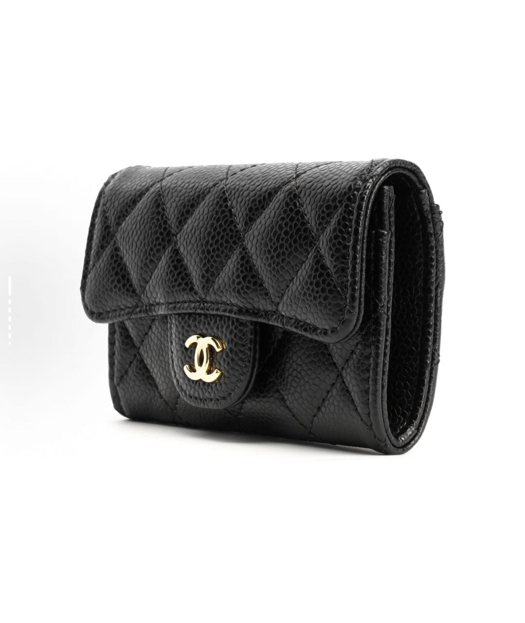 CHANEL Черный кожаный кошелек, фото 3