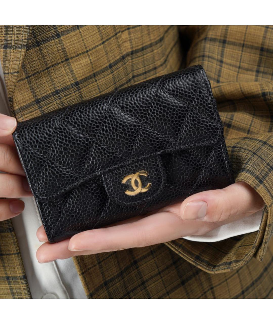 CHANEL Черный кожаный кошелек, фото 5