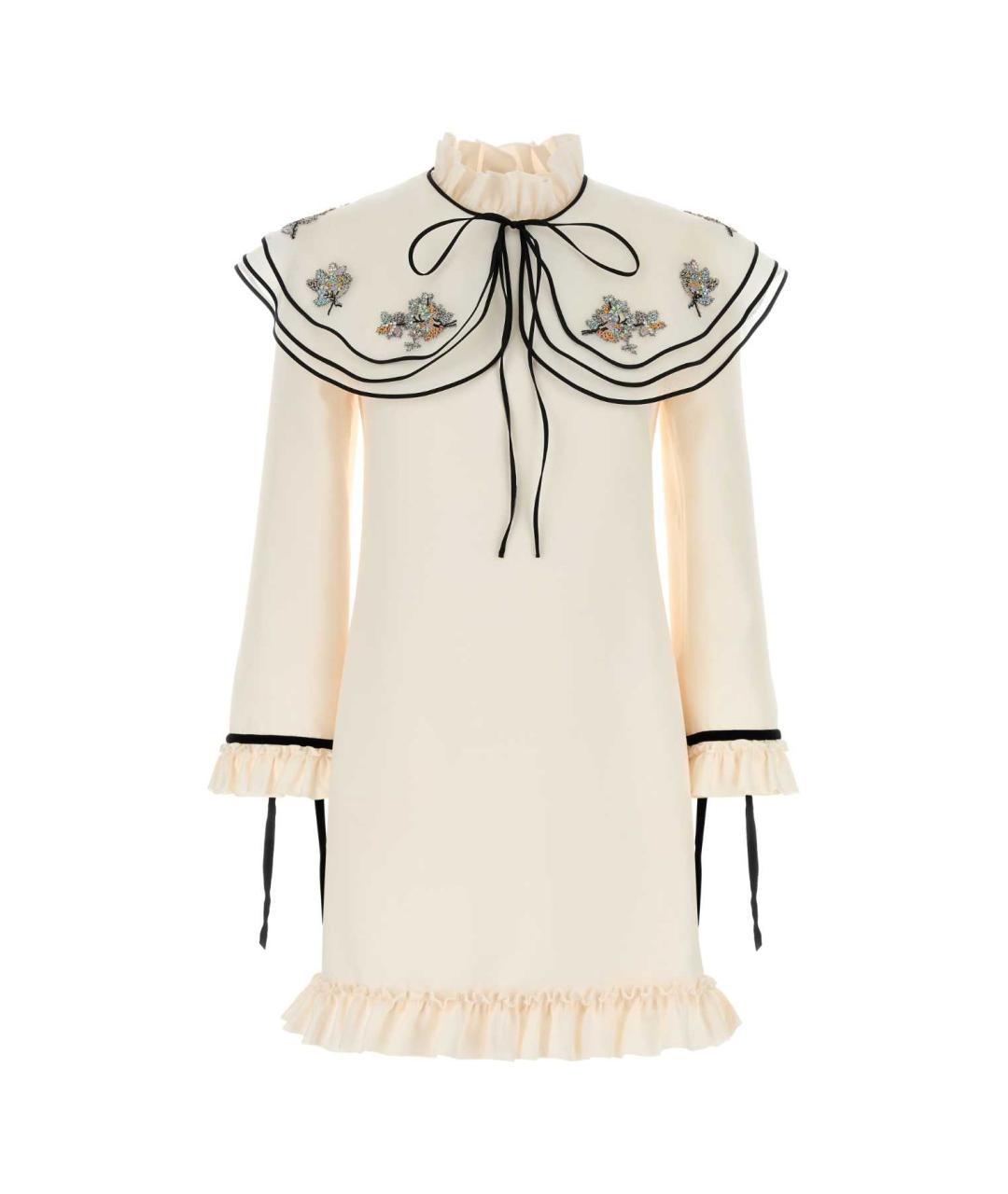 VALENTINO Бежевое шерстяное коктейльное платье, фото 1