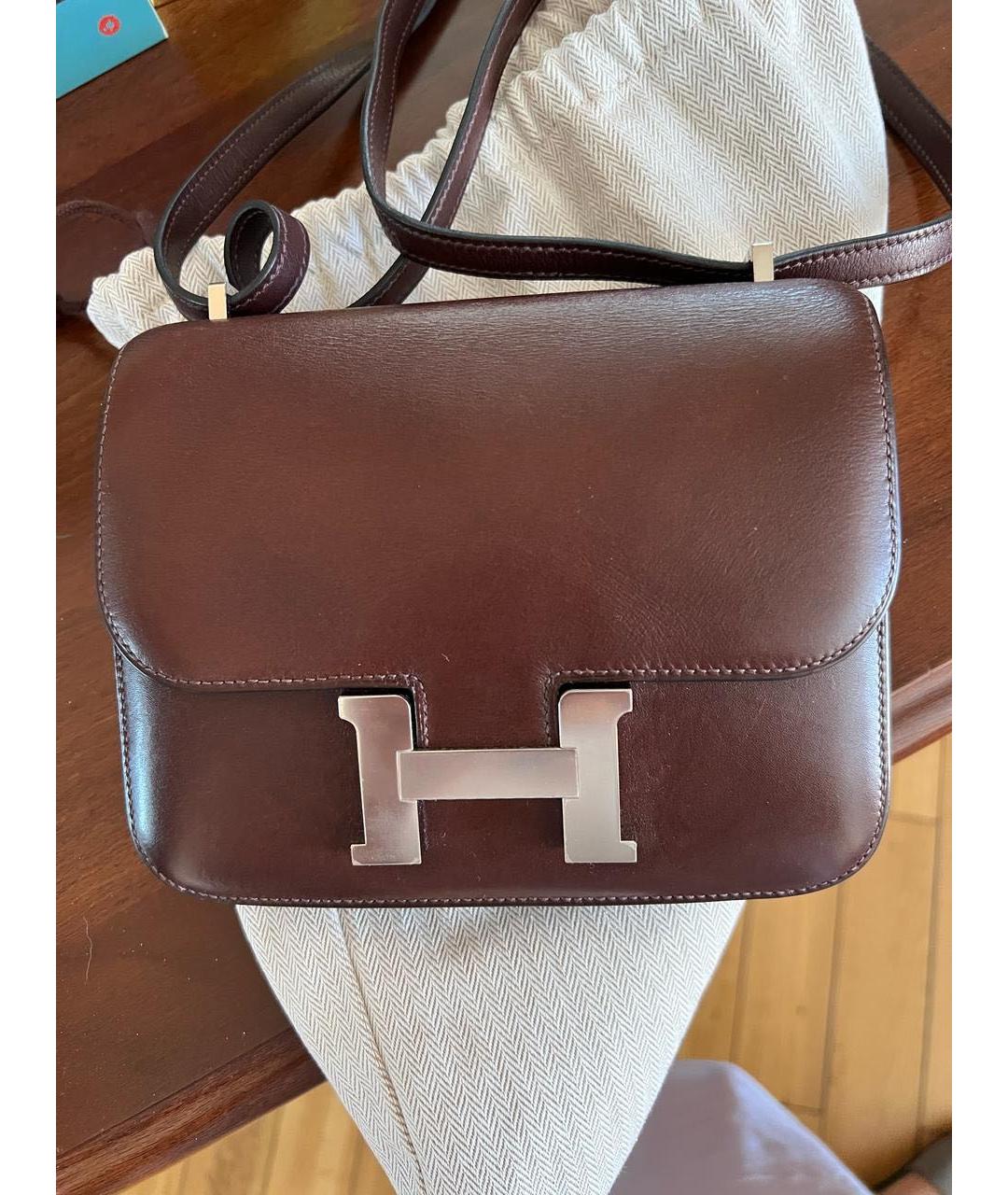 HERMES Коричневая кожаная сумка через плечо, фото 8