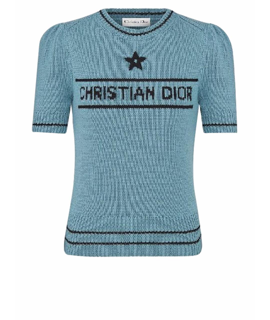 CHRISTIAN DIOR Голубой шерстяной джемпер / свитер, фото 1