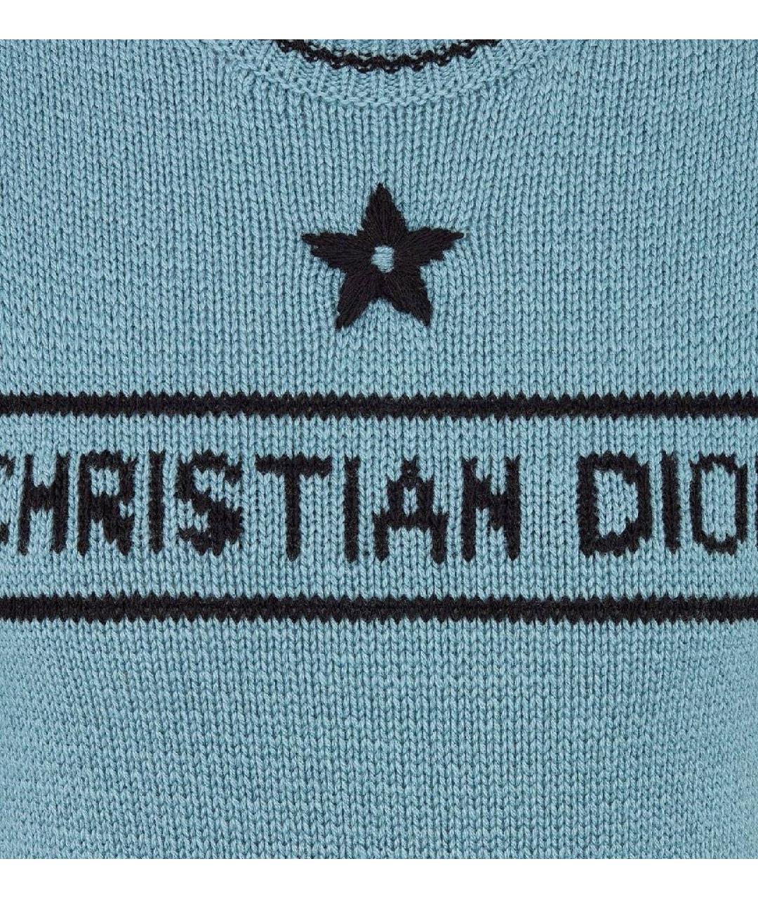 CHRISTIAN DIOR Голубой шерстяной джемпер / свитер, фото 4