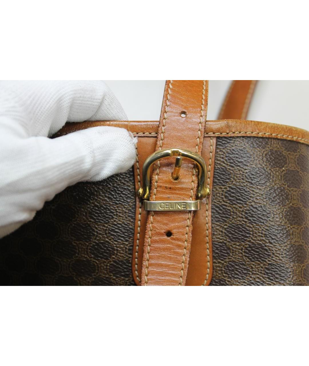 CELINE Коричневая сумка тоут из искусственной кожи, фото 6