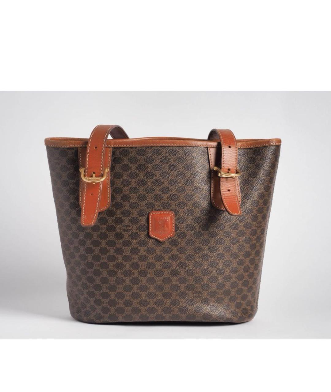 CELINE Коричневая сумка тоут из искусственной кожи, фото 8