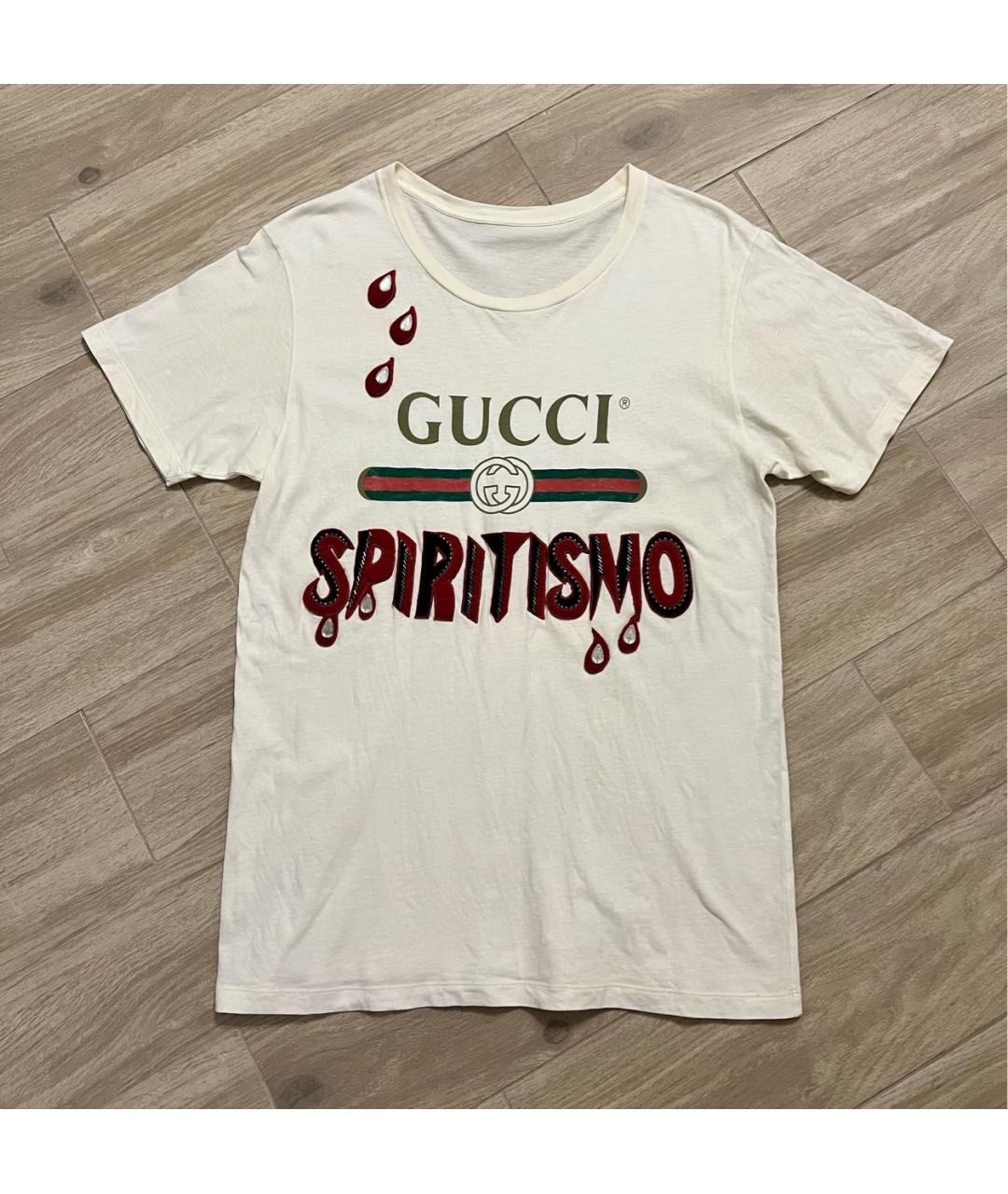 GUCCI Белая хлопковая футболка, фото 2