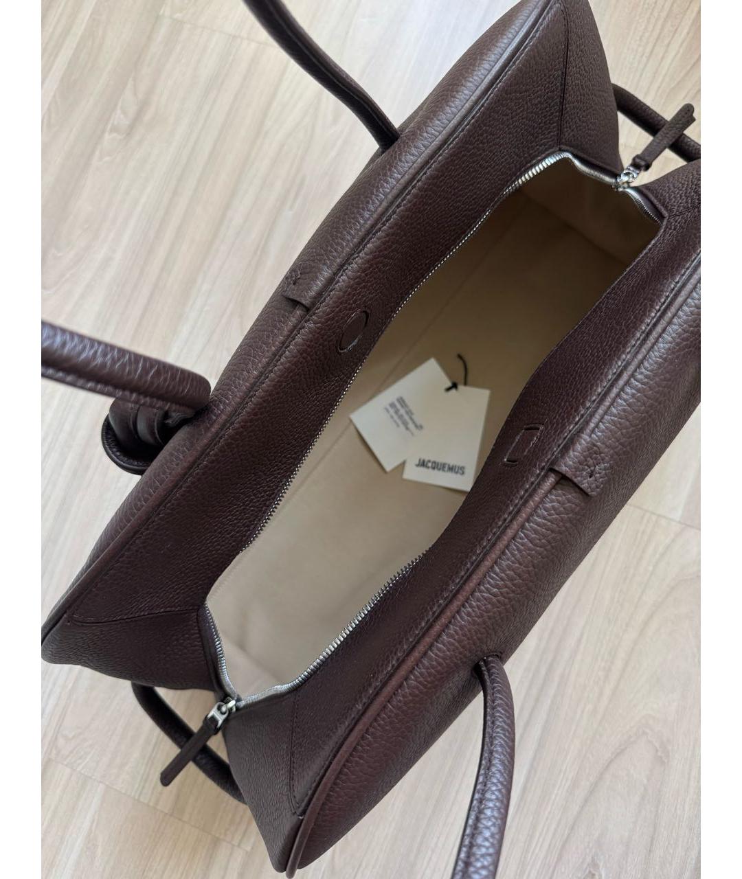 JACQUEMUS Коричневая кожаная сумка тоут, фото 3