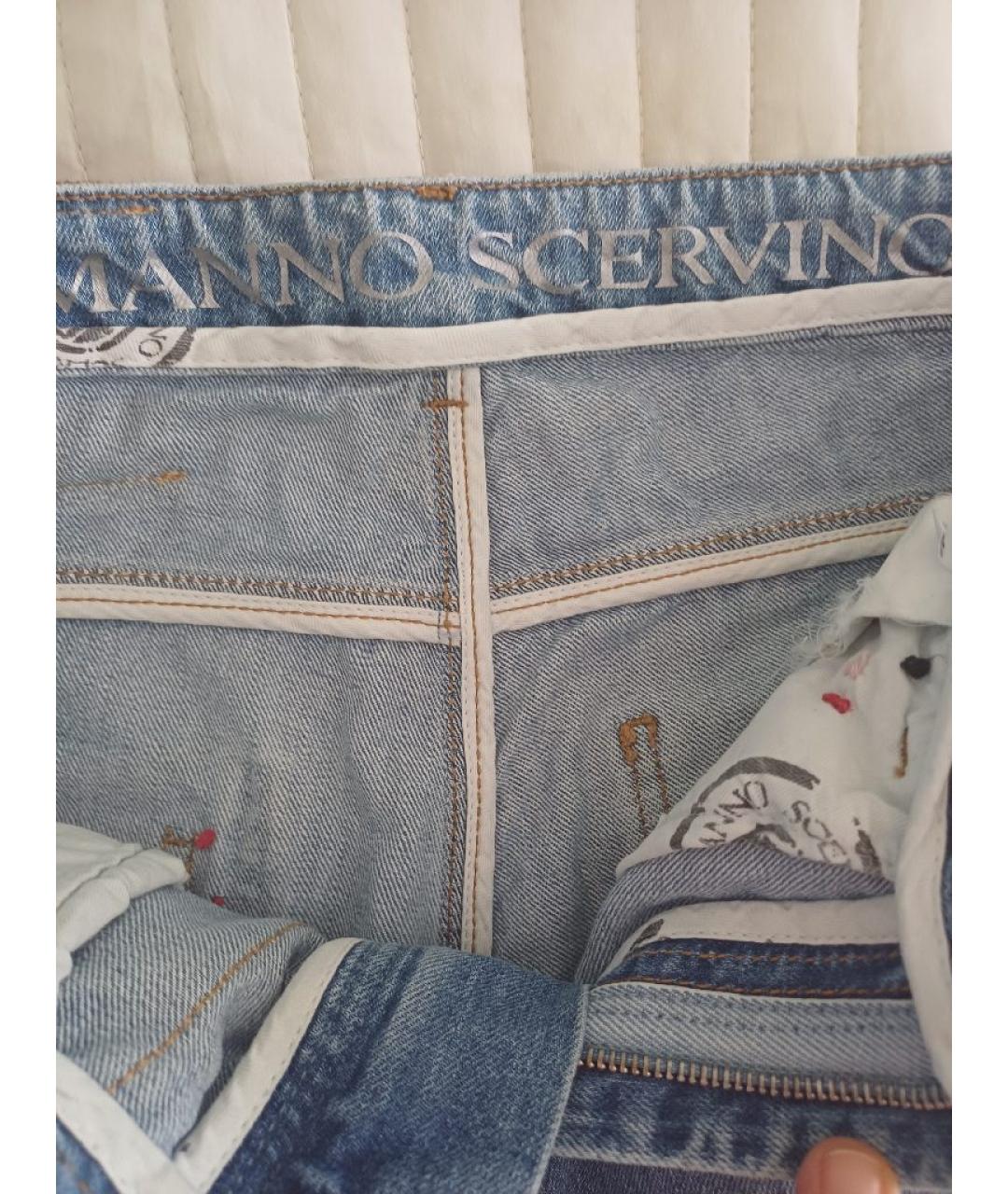 ERMANNO SCERVINO Голубые хлопковые прямые джинсы, фото 3
