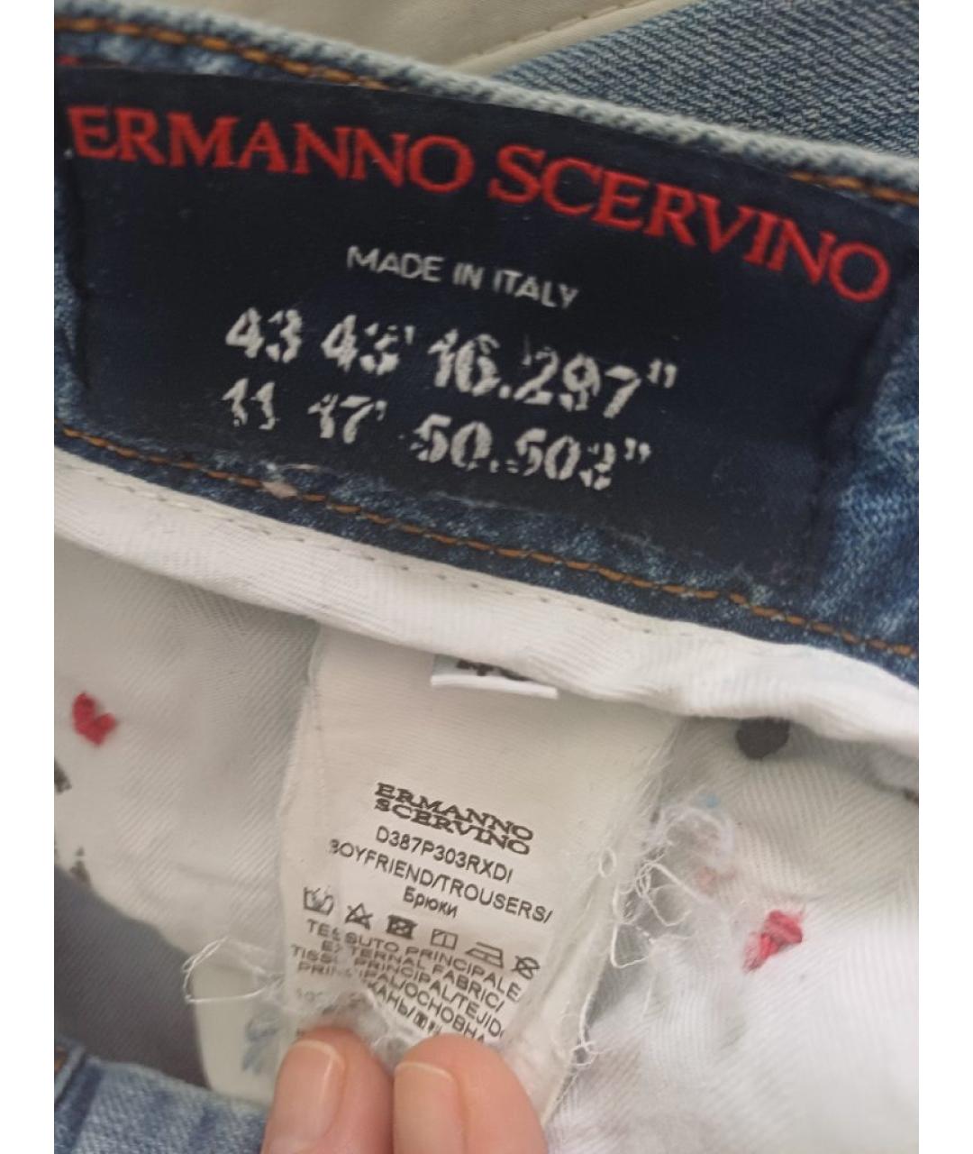 ERMANNO SCERVINO Голубые хлопковые прямые джинсы, фото 6