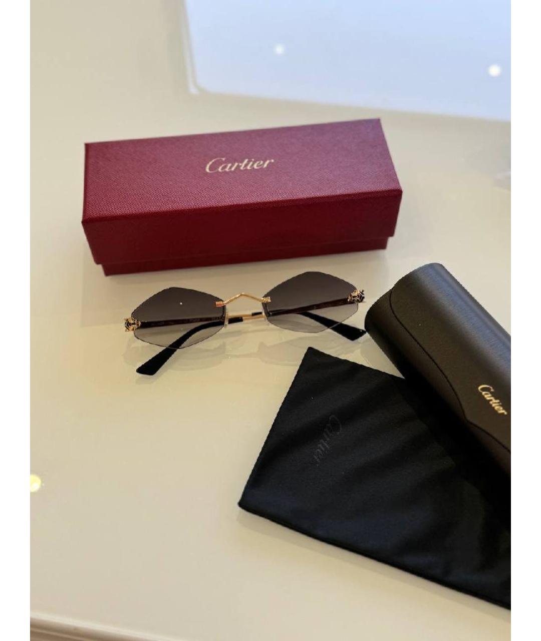 CARTIER Коричневые металлические солнцезащитные очки, фото 2