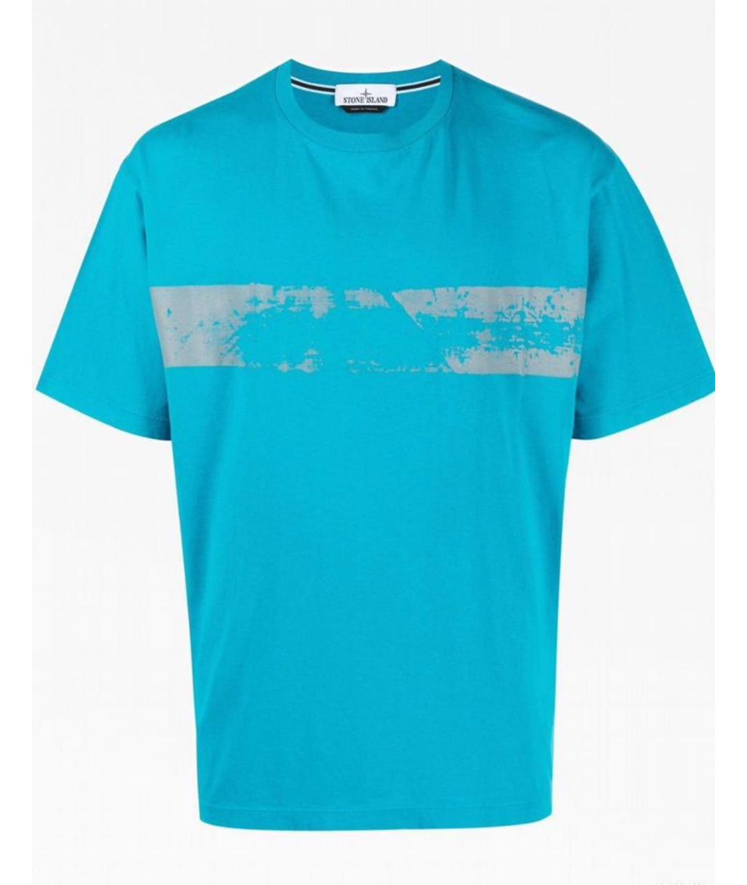 STONE ISLAND Бирюзовая хлопковая футболка, фото 5