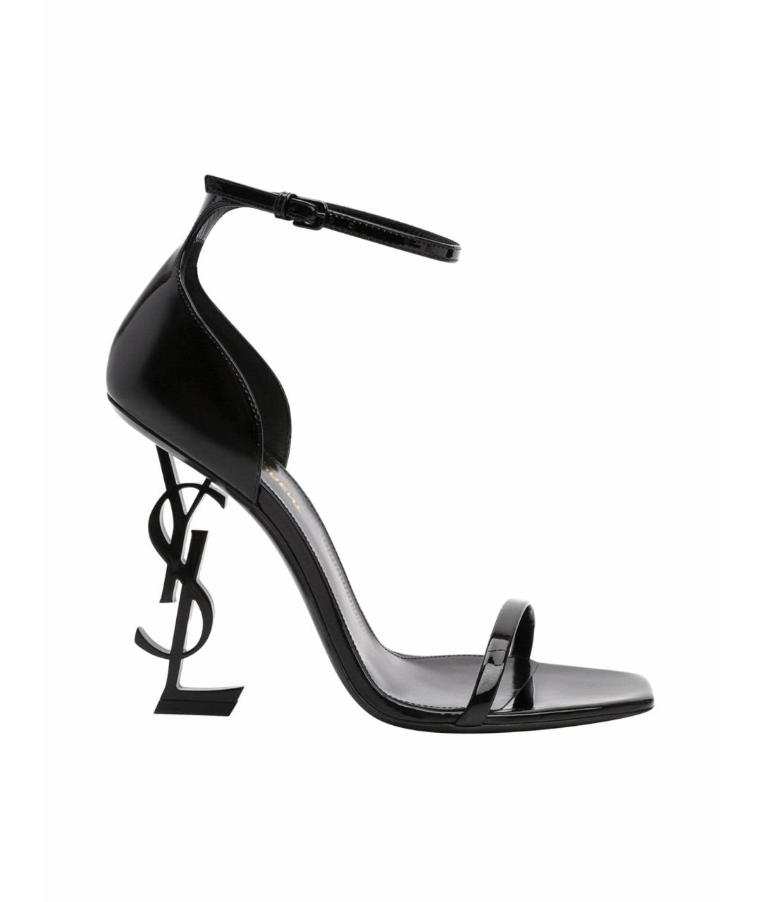 SAINT LAURENT Черные кожаные босоножки, фото 1