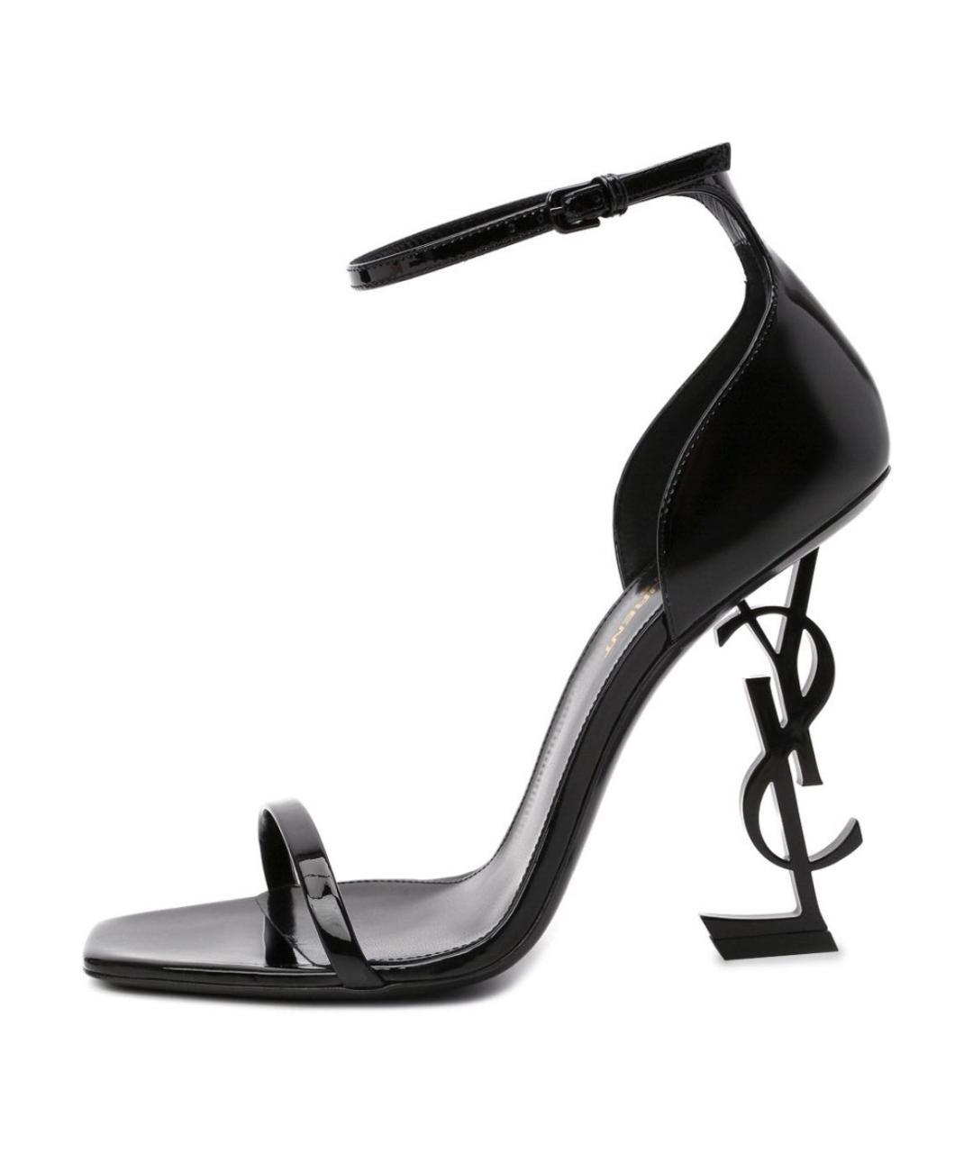 SAINT LAURENT Черные кожаные босоножки, фото 5