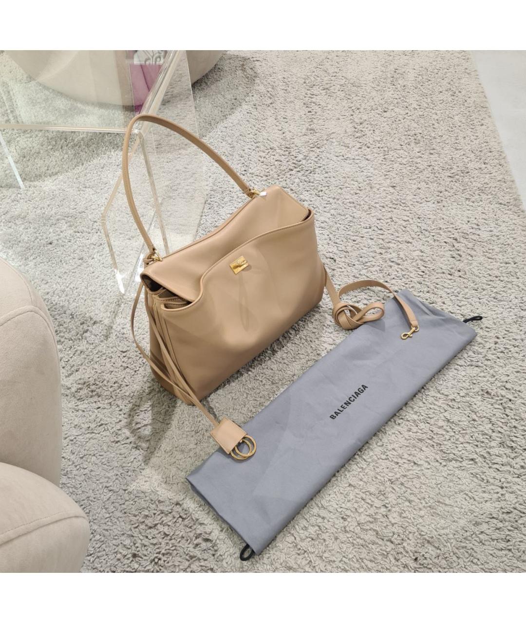 BALENCIAGA Бежевая кожаная сумка тоут, фото 3