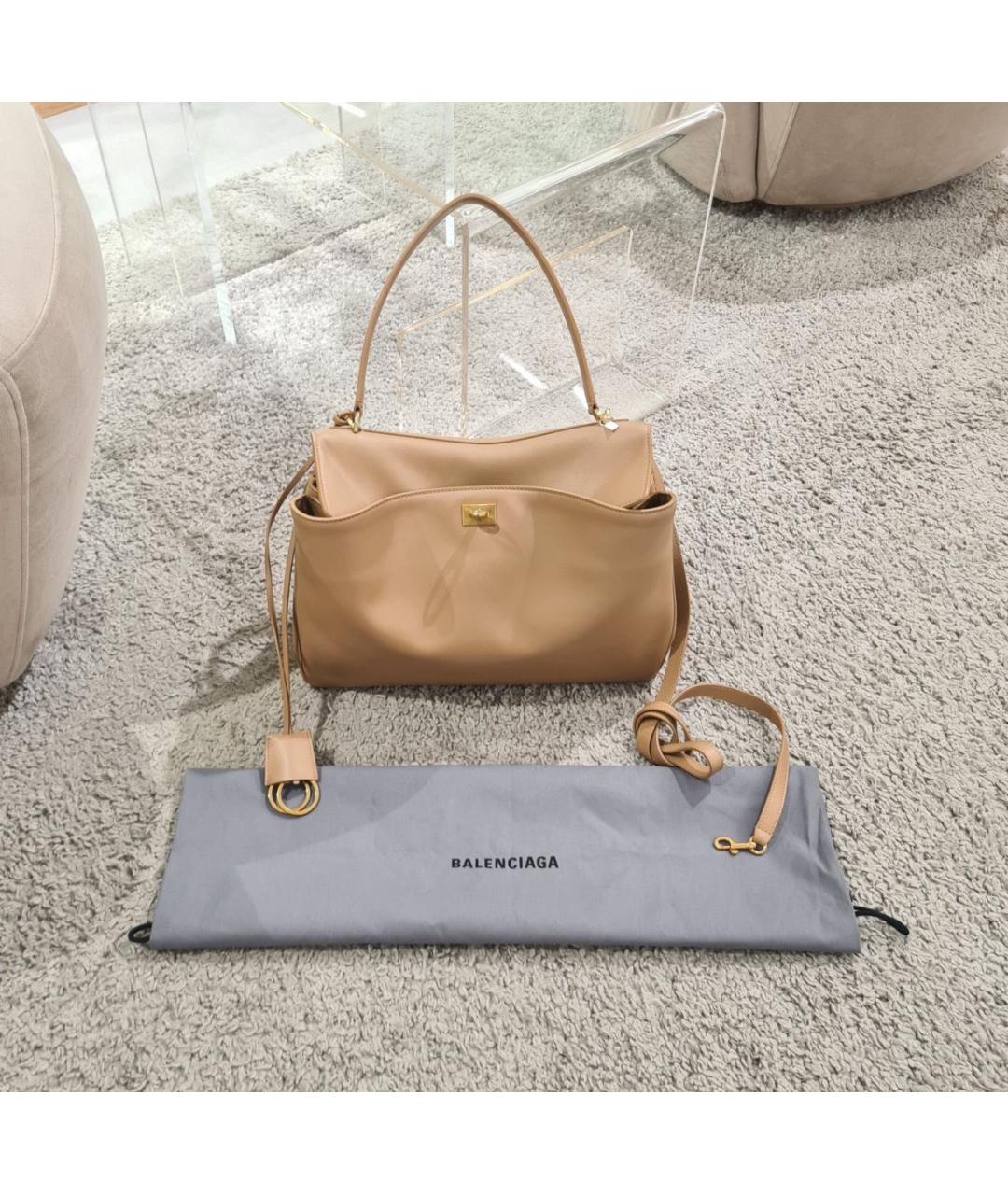BALENCIAGA Бежевая кожаная сумка тоут, фото 2