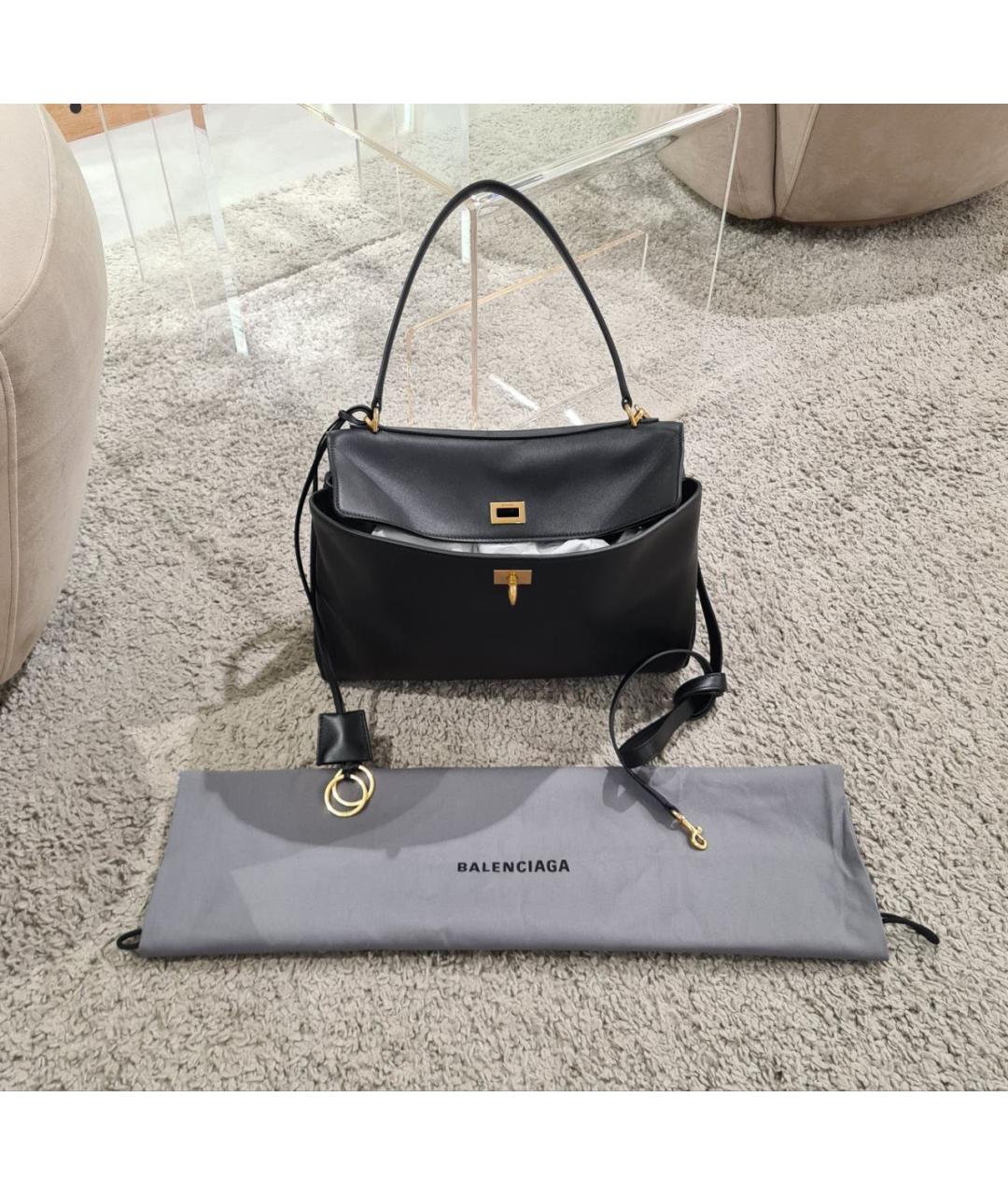 BALENCIAGA Черная кожаная сумка тоут, фото 2