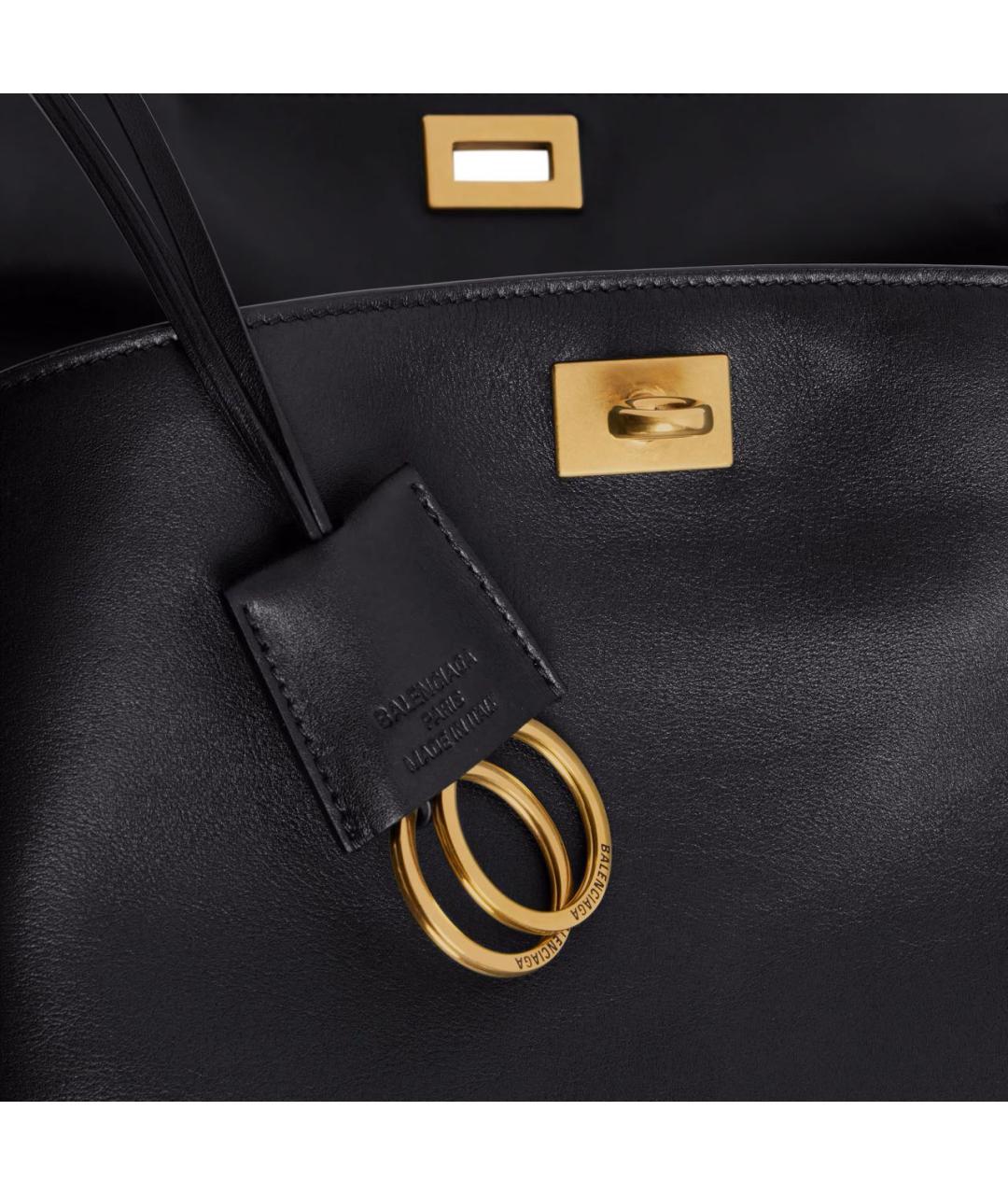 BALENCIAGA Черная кожаная сумка тоут, фото 8