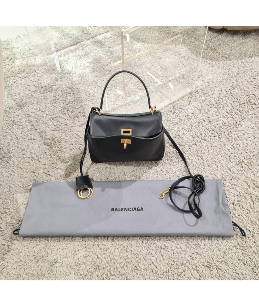 BALENCIAGA Черная кожаная сумка тоут, фото 2