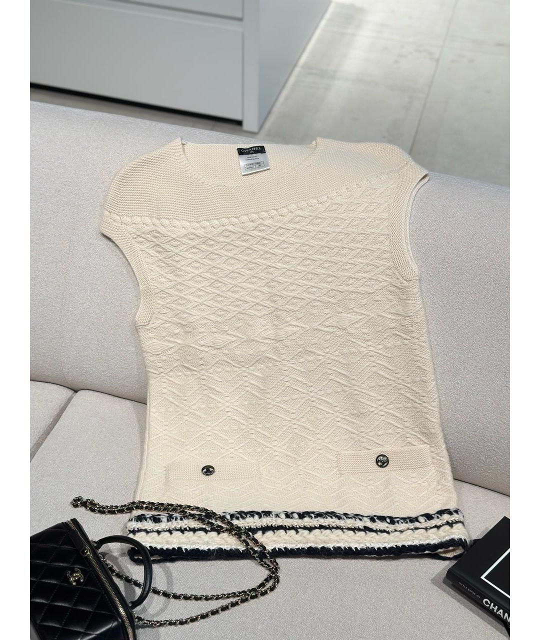 CHANEL Белая кашемировая жилетка, фото 2