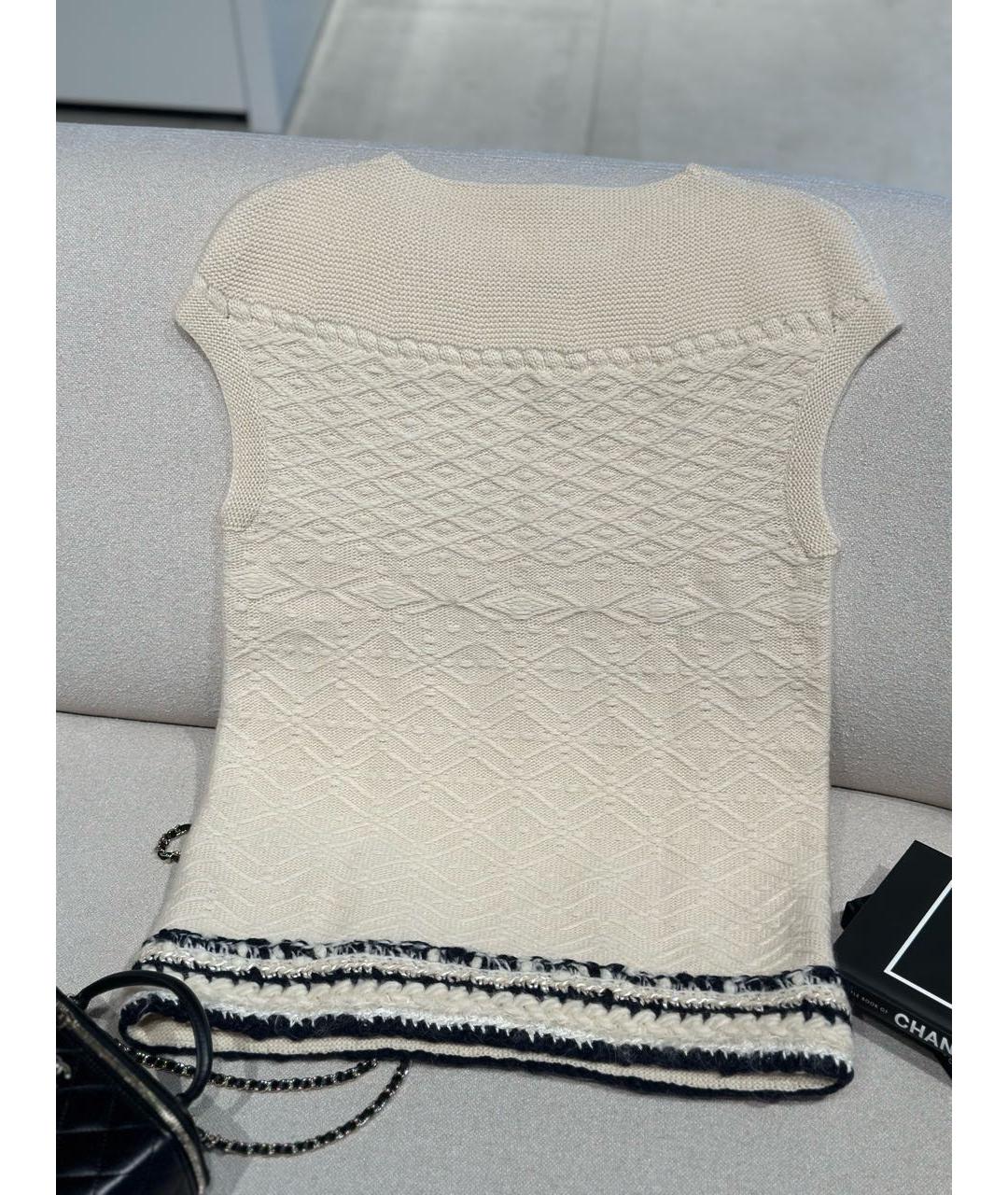 CHANEL Белая кашемировая жилетка, фото 3