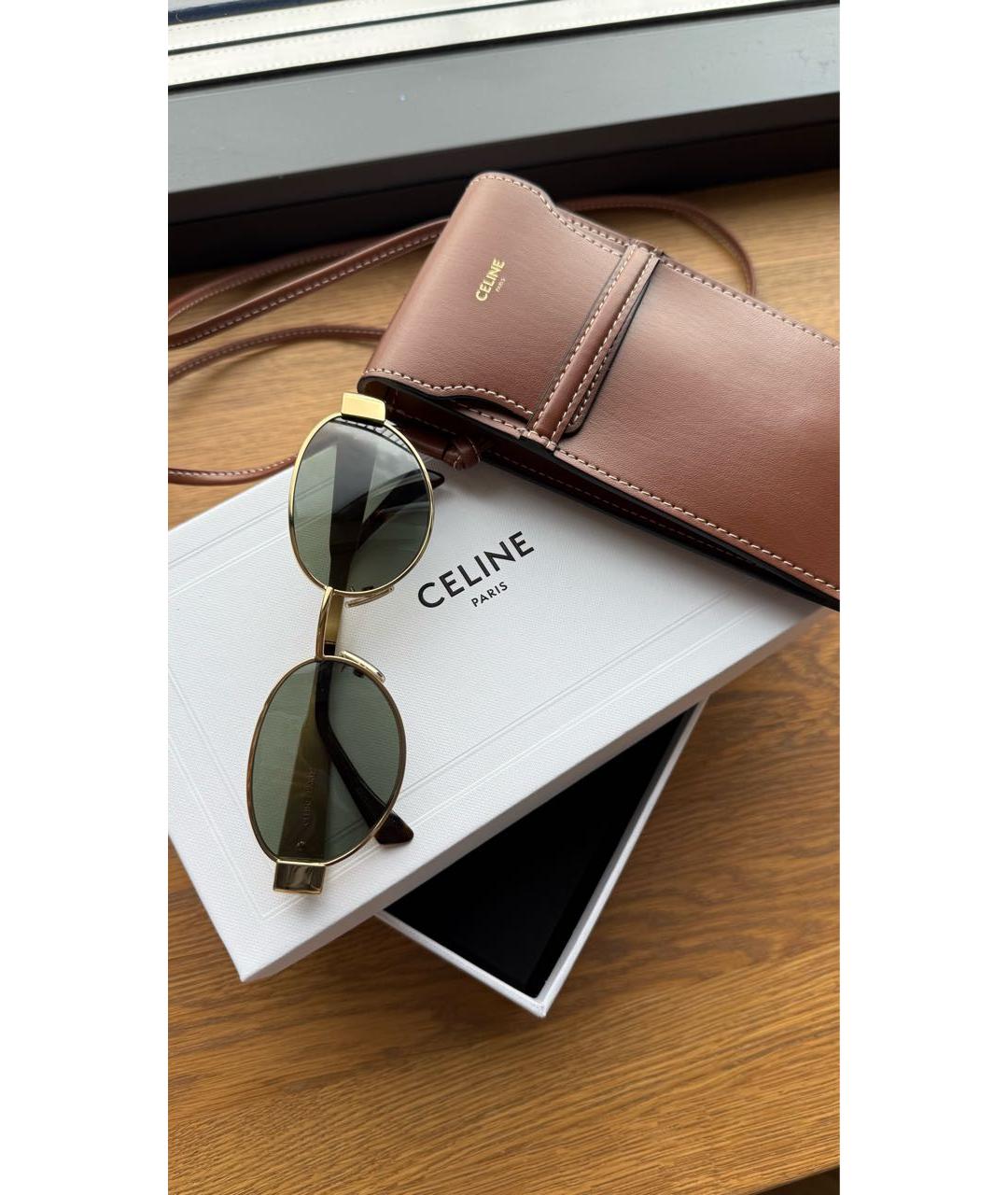 CELINE Золотые металлические солнцезащитные очки, фото 5