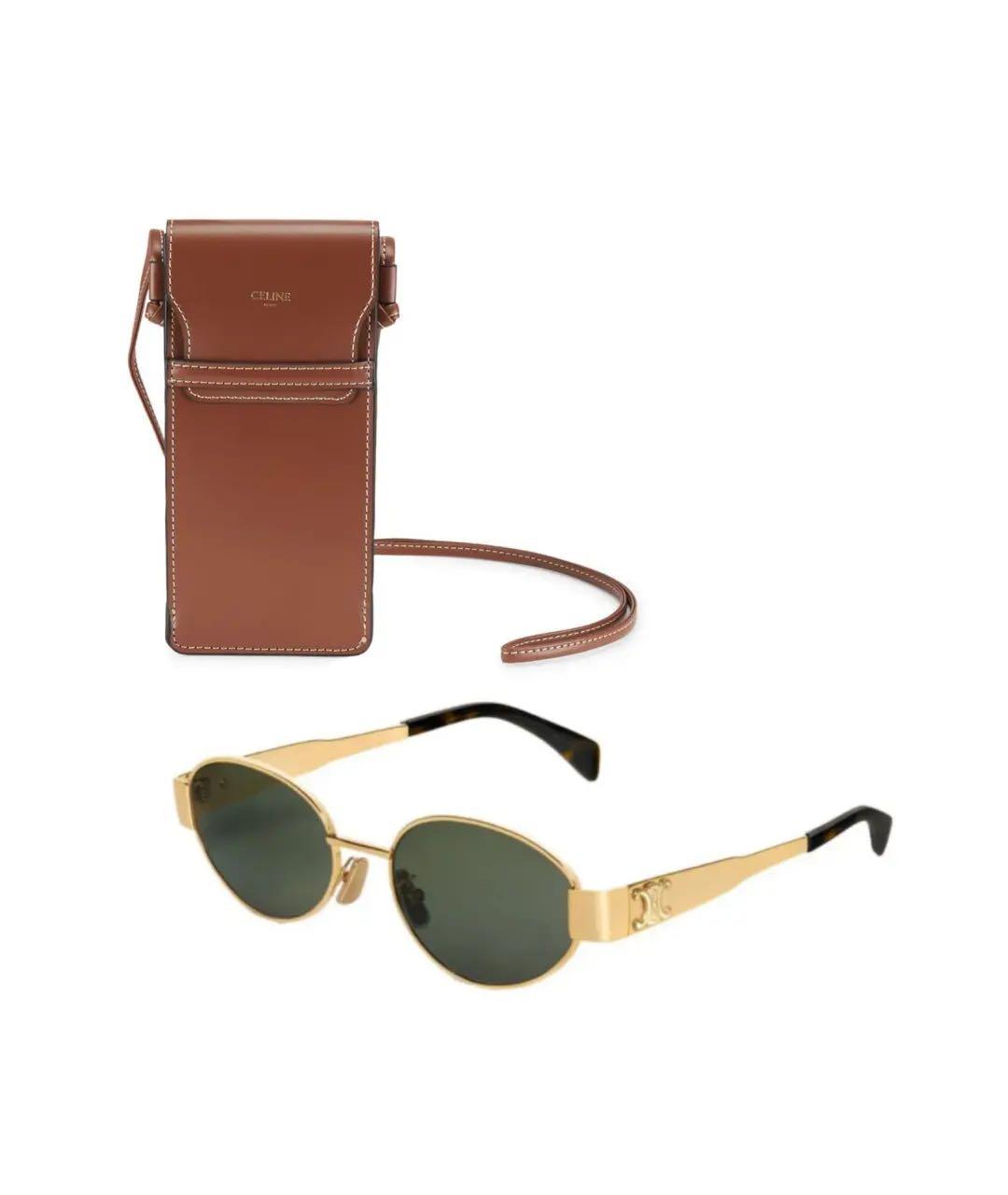 CELINE Золотые металлические солнцезащитные очки, фото 2