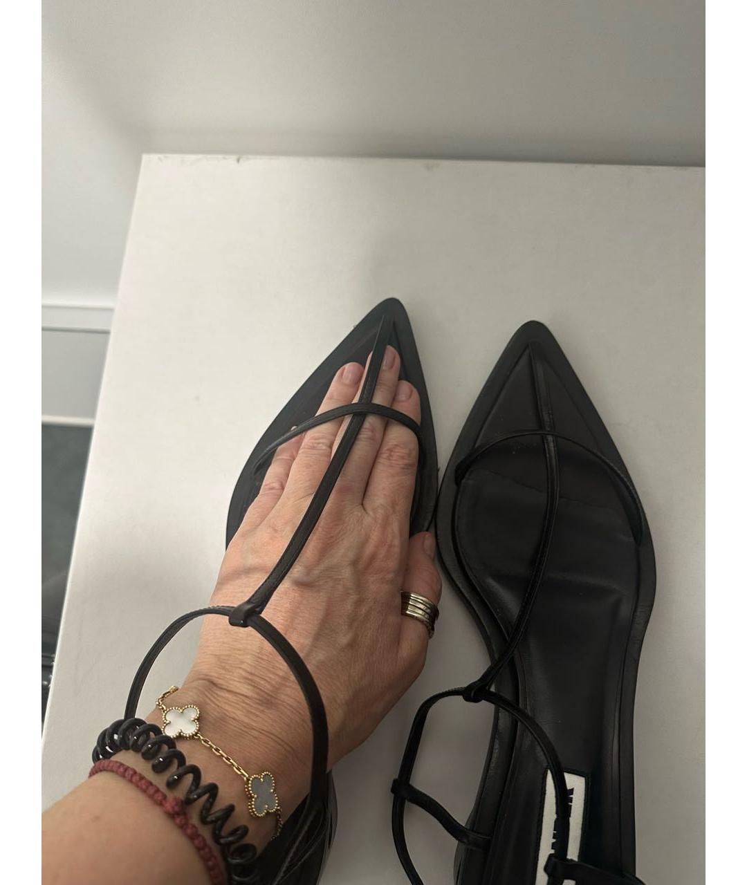 JIL SANDER Черные кожаные босоножки, фото 4
