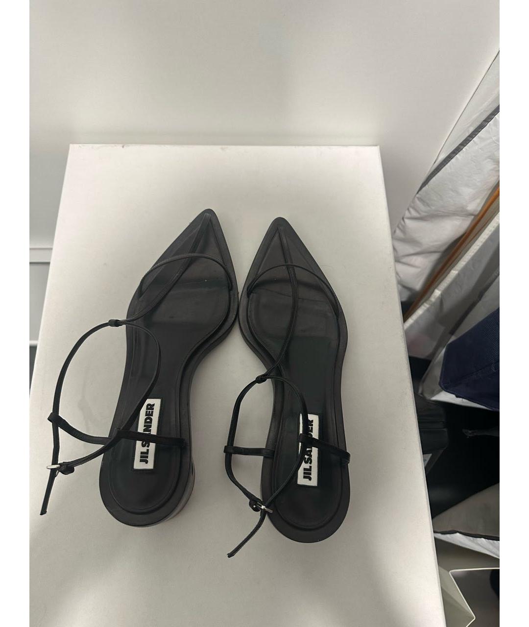 JIL SANDER Черные кожаные босоножки, фото 2