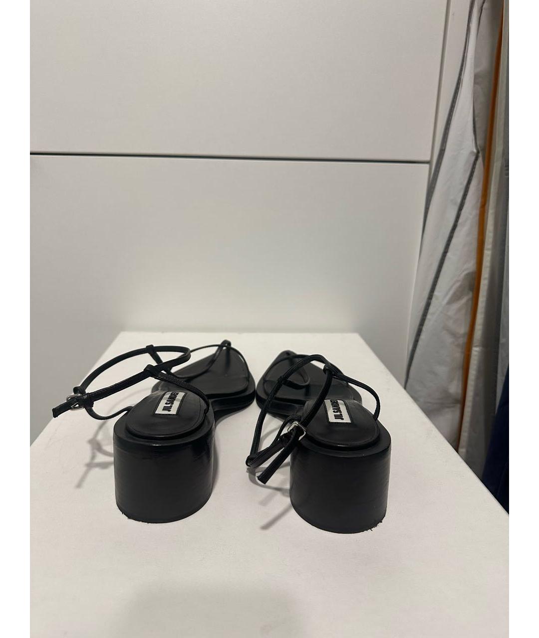 JIL SANDER Черные кожаные босоножки, фото 3