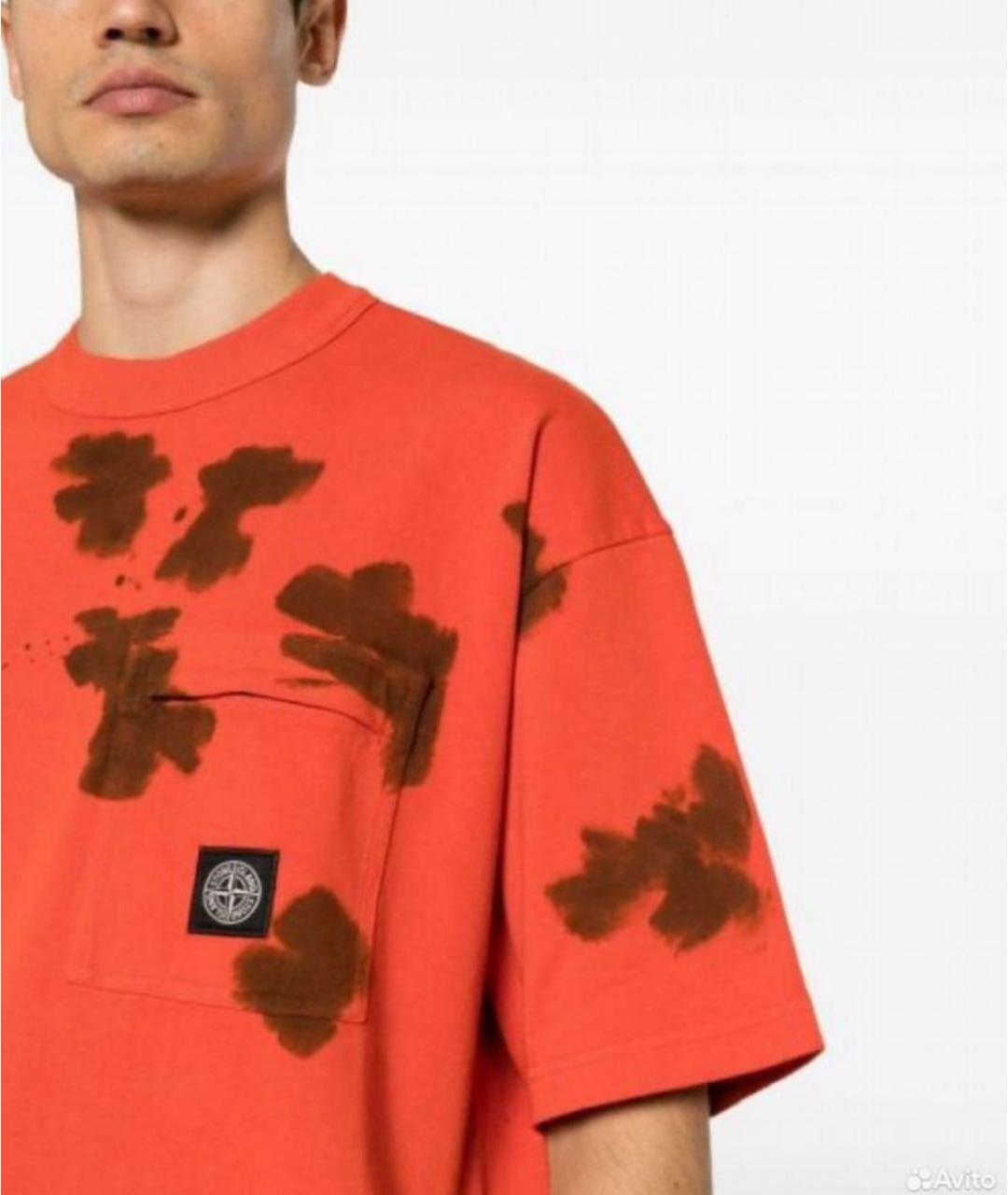 STONE ISLAND Красная хлопковая футболка, фото 5