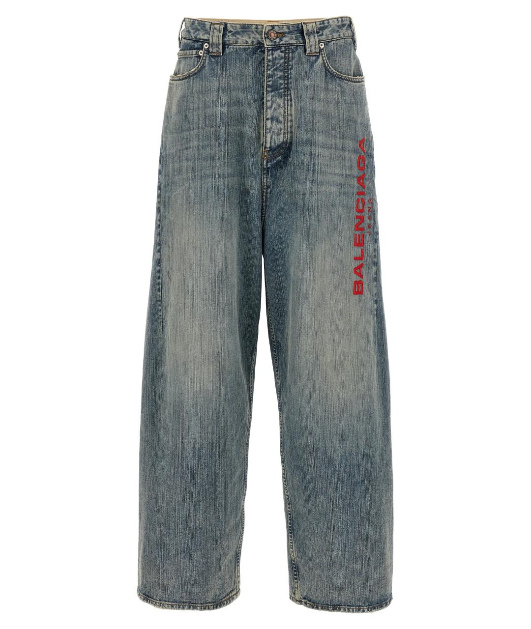 BALENCIAGA Синие хлопковые прямые джинсы, фото 1