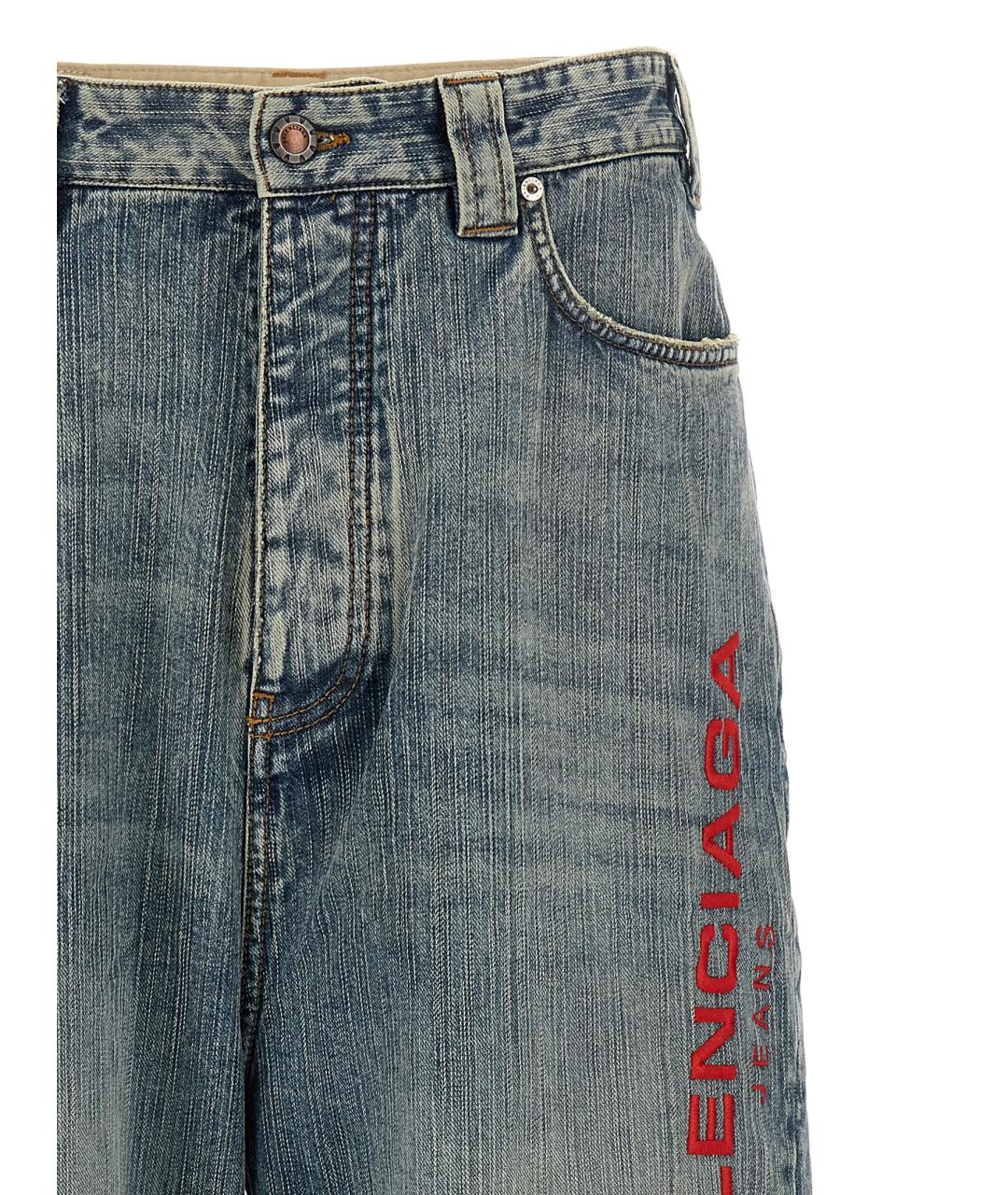 BALENCIAGA Синие хлопковые прямые джинсы, фото 3