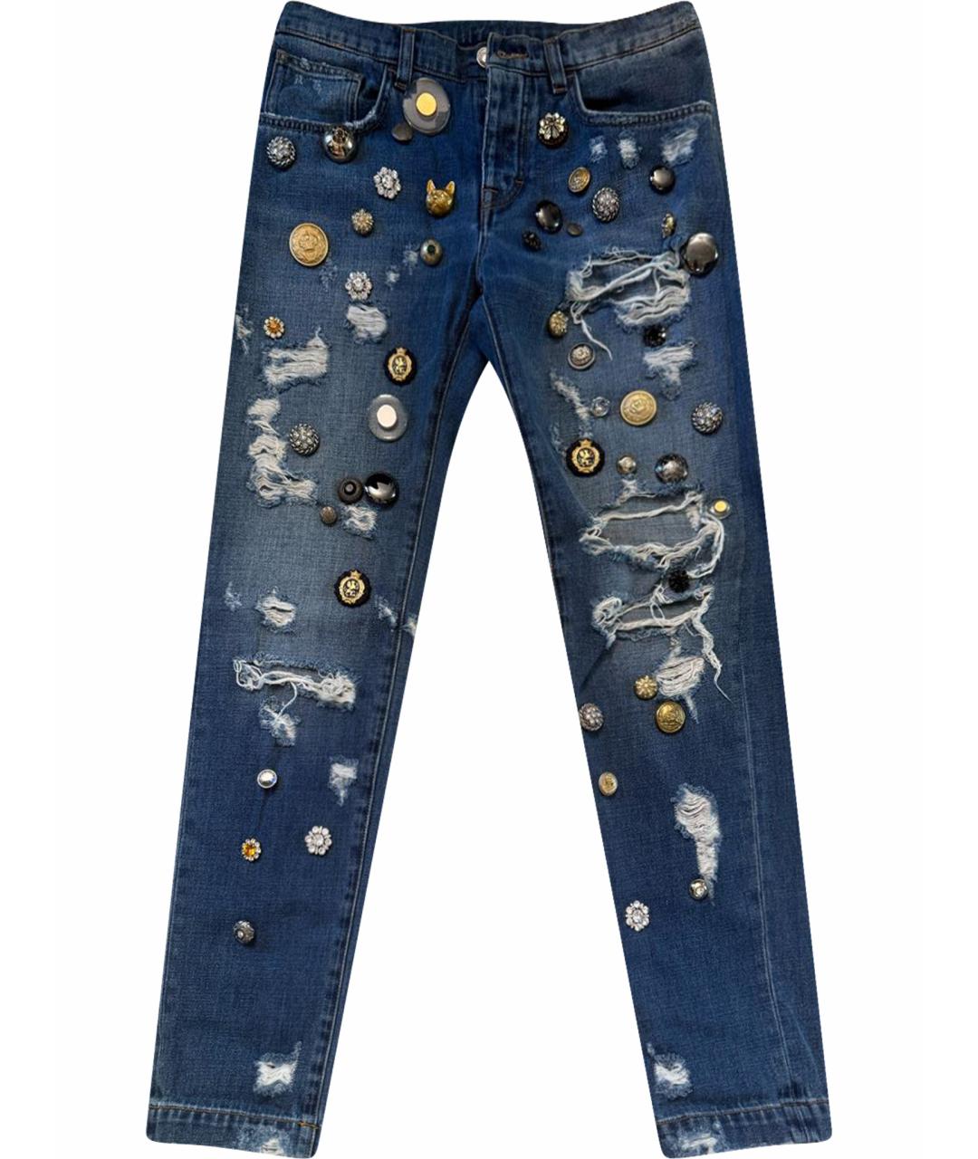DOLCE&GABBANA Голубые хлопковые прямые джинсы, фото 1