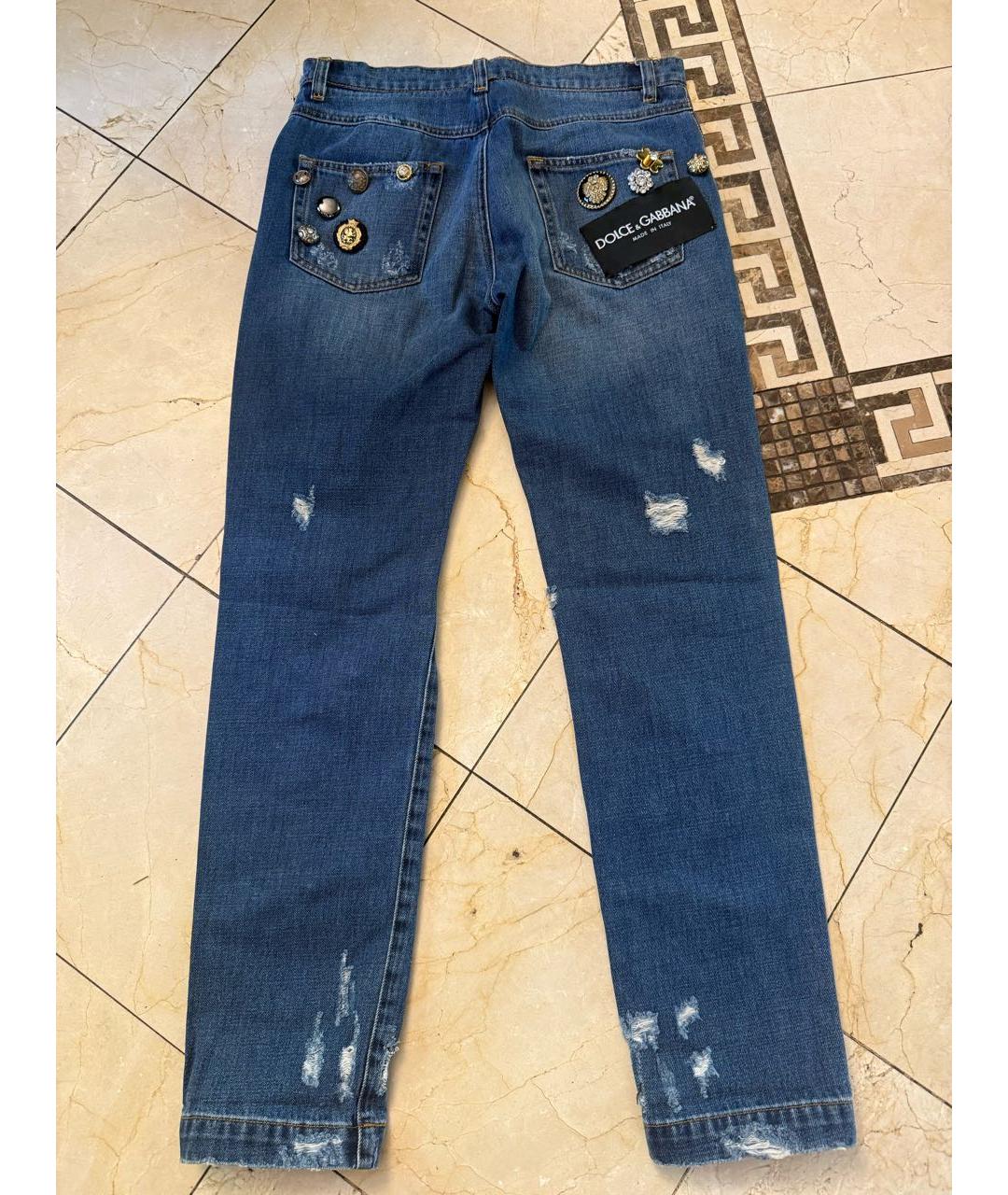 DOLCE&GABBANA Голубые хлопковые прямые джинсы, фото 2