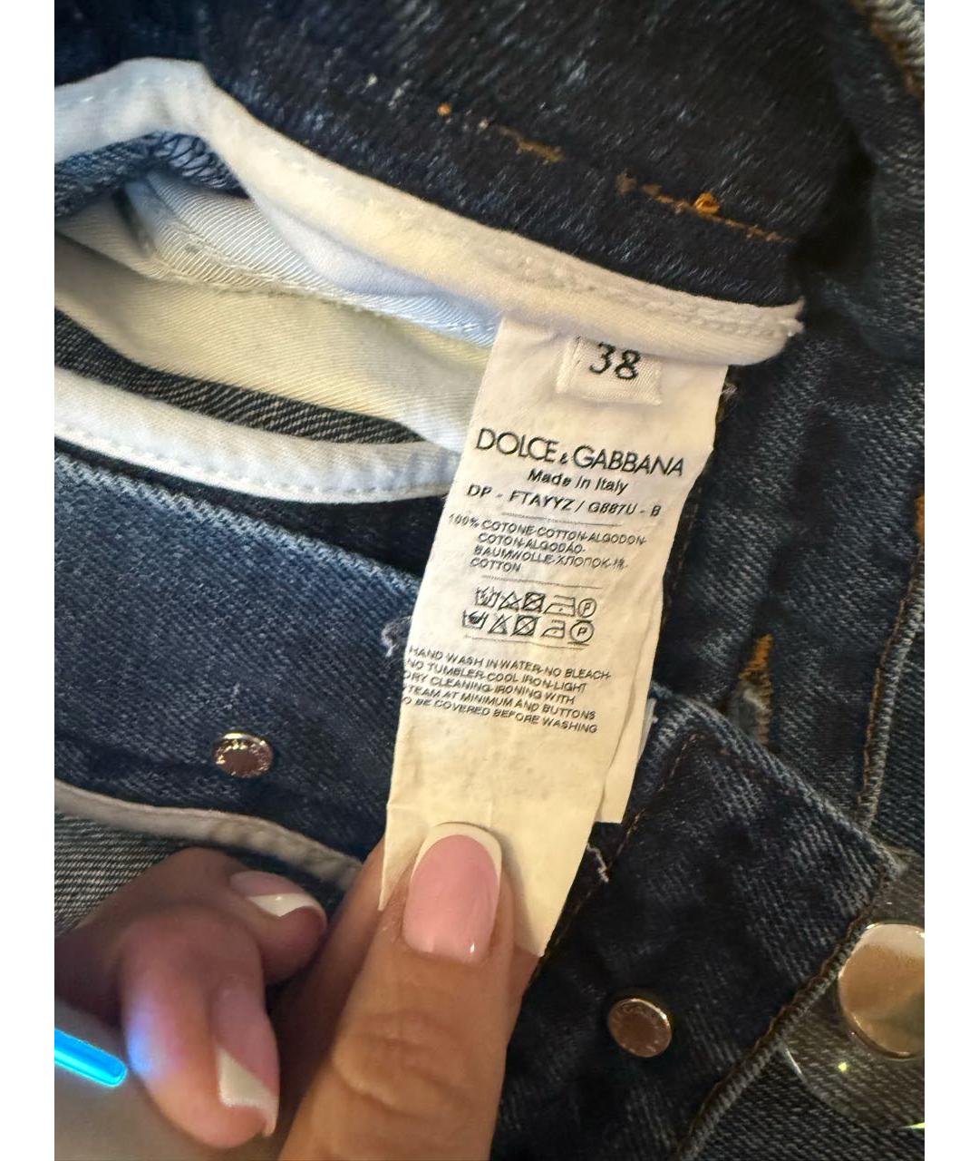 DOLCE&GABBANA Голубые хлопковые прямые джинсы, фото 3
