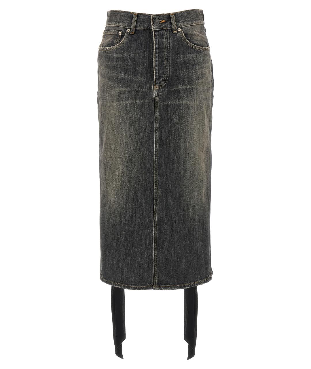 BALENCIAGA Серая хлопковая юбка миди, фото 1