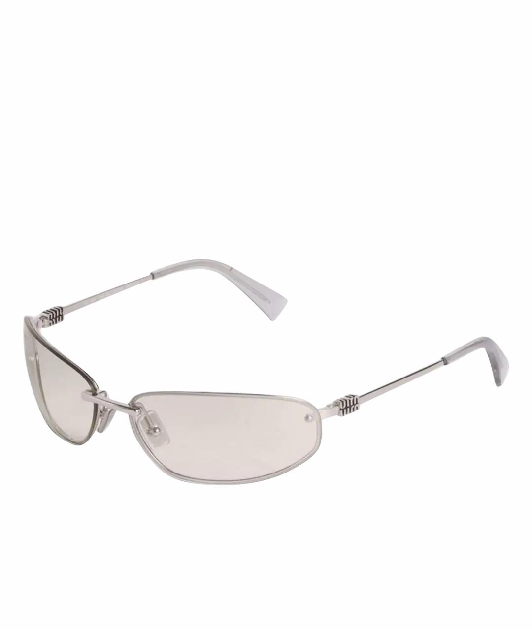 MIU MIU Бежевые металлические солнцезащитные очки, фото 1