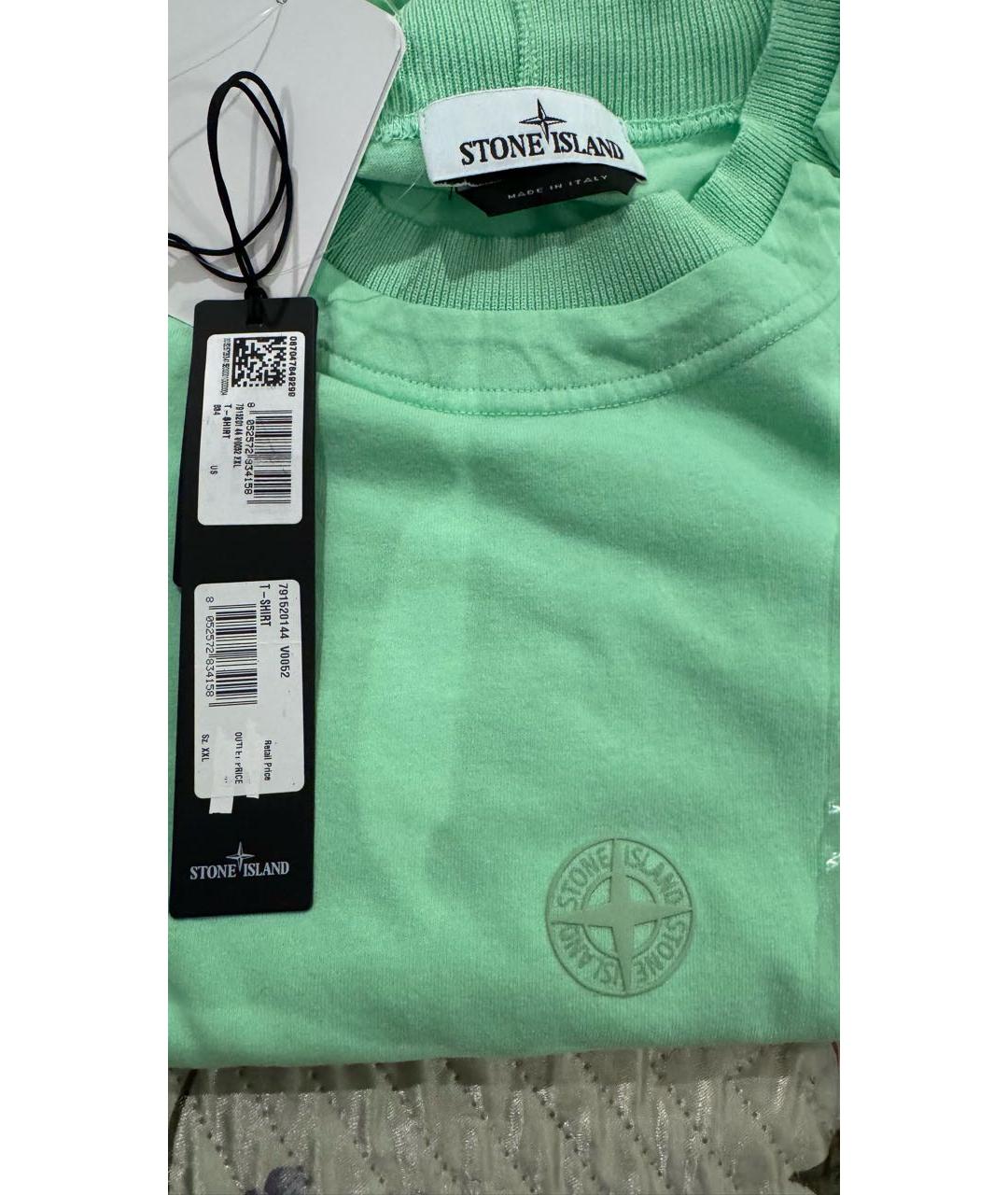 STONE ISLAND Салатовая хлопковая футболка, фото 3