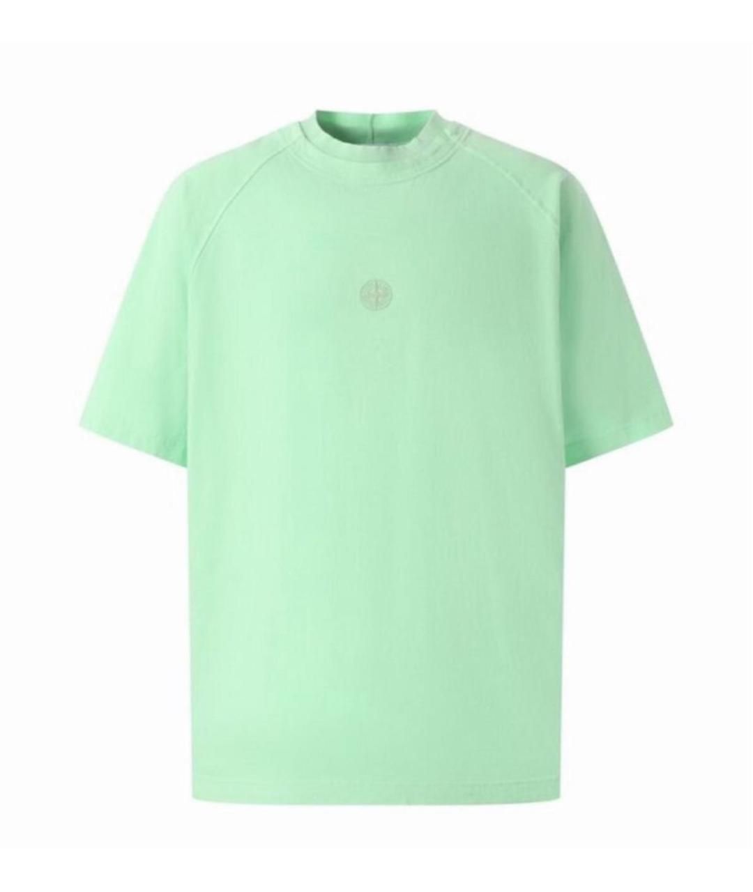 STONE ISLAND Салатовая хлопковая футболка, фото 1