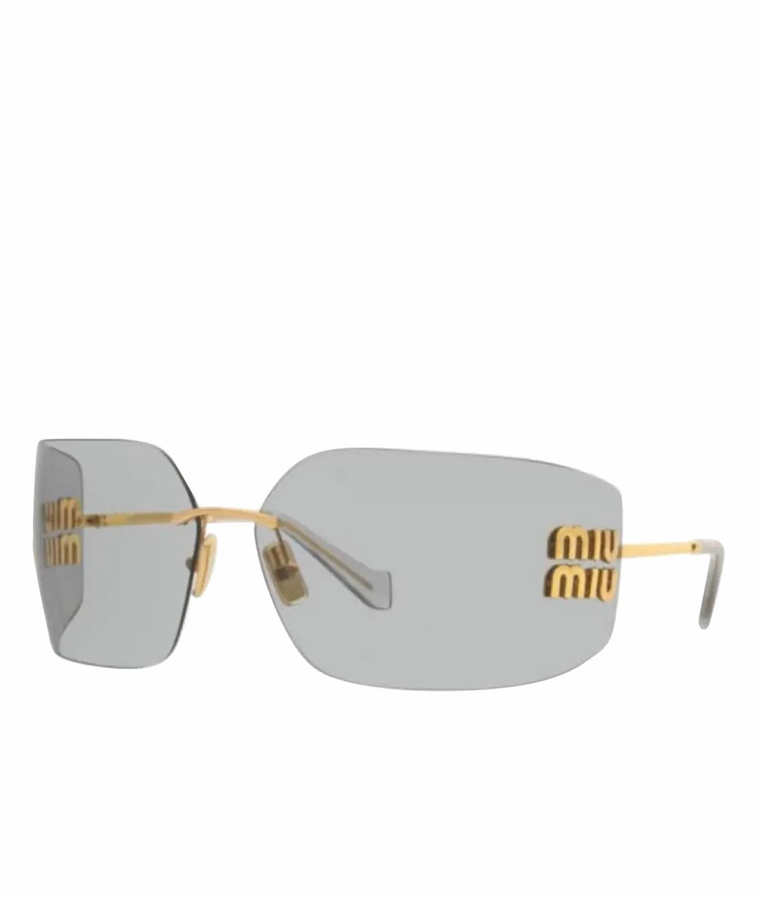 MIU MIU Золотые металлические солнцезащитные очки, фото 1