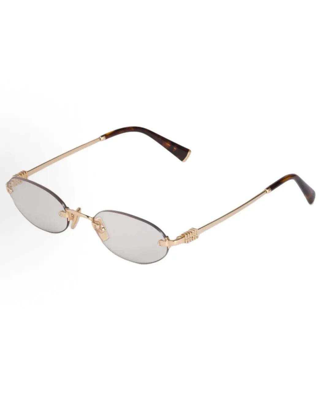 MIU MIU Золотые металлические солнцезащитные очки, фото 2