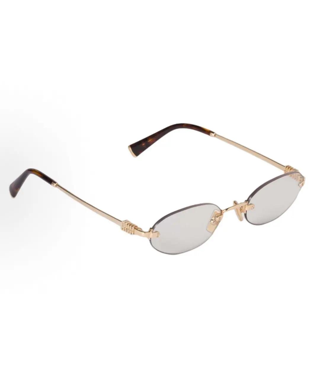 MIU MIU Золотые металлические солнцезащитные очки, фото 3