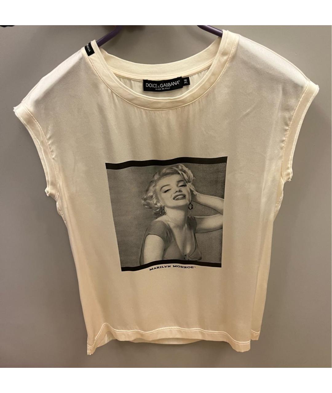 DOLCE&GABBANA Белая шелковая майка, фото 2