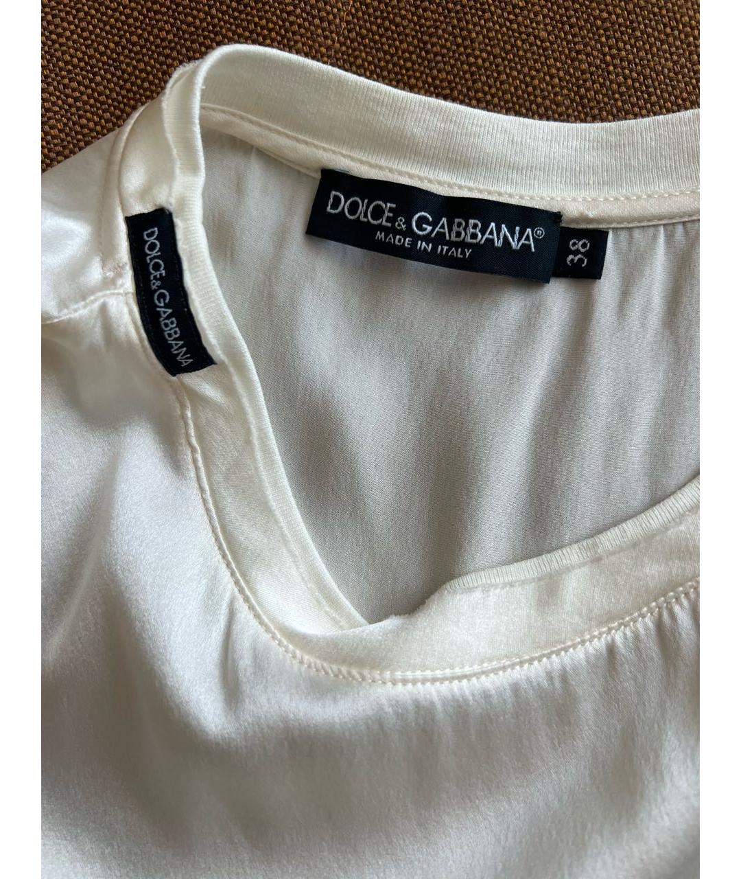 DOLCE&GABBANA Белая шелковая майка, фото 4