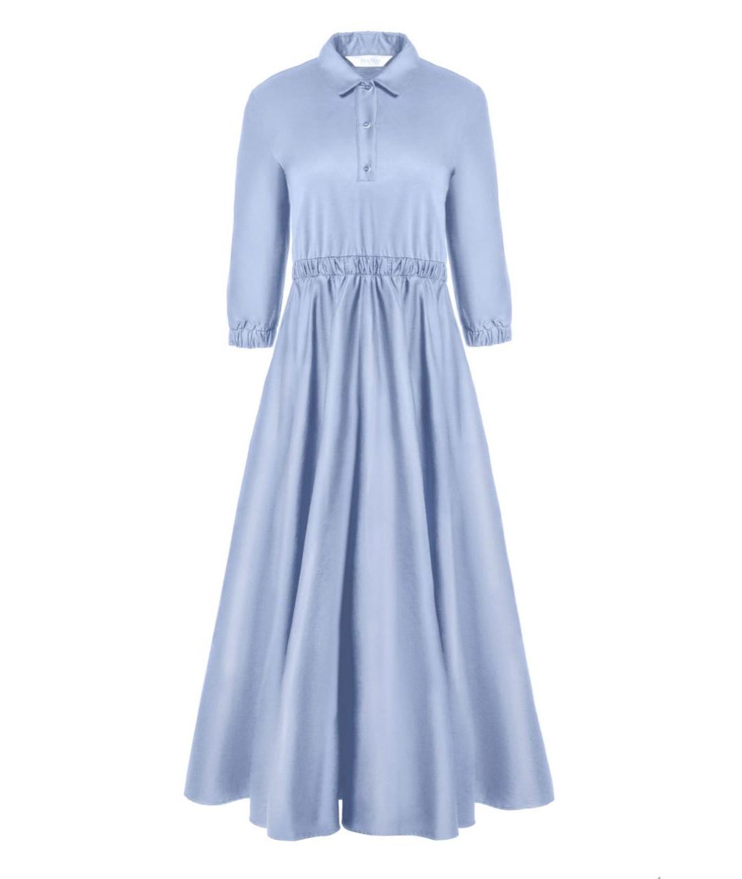 MAX MARA Голубое хлопковое повседневное платье, фото 1