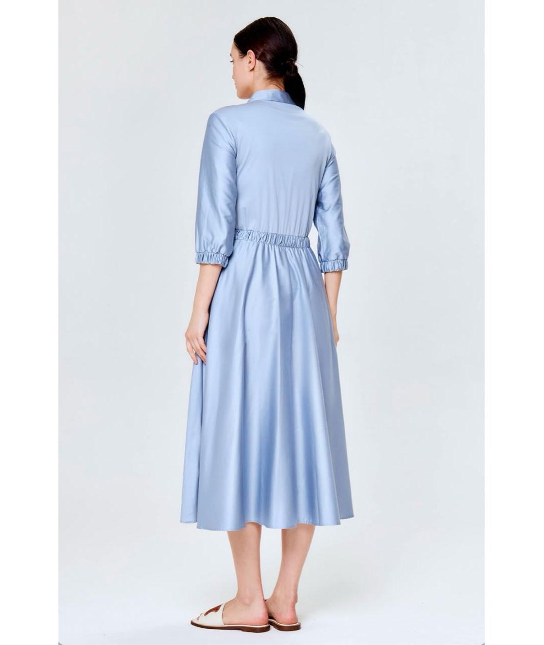 MAX MARA Голубое хлопковое повседневное платье, фото 2