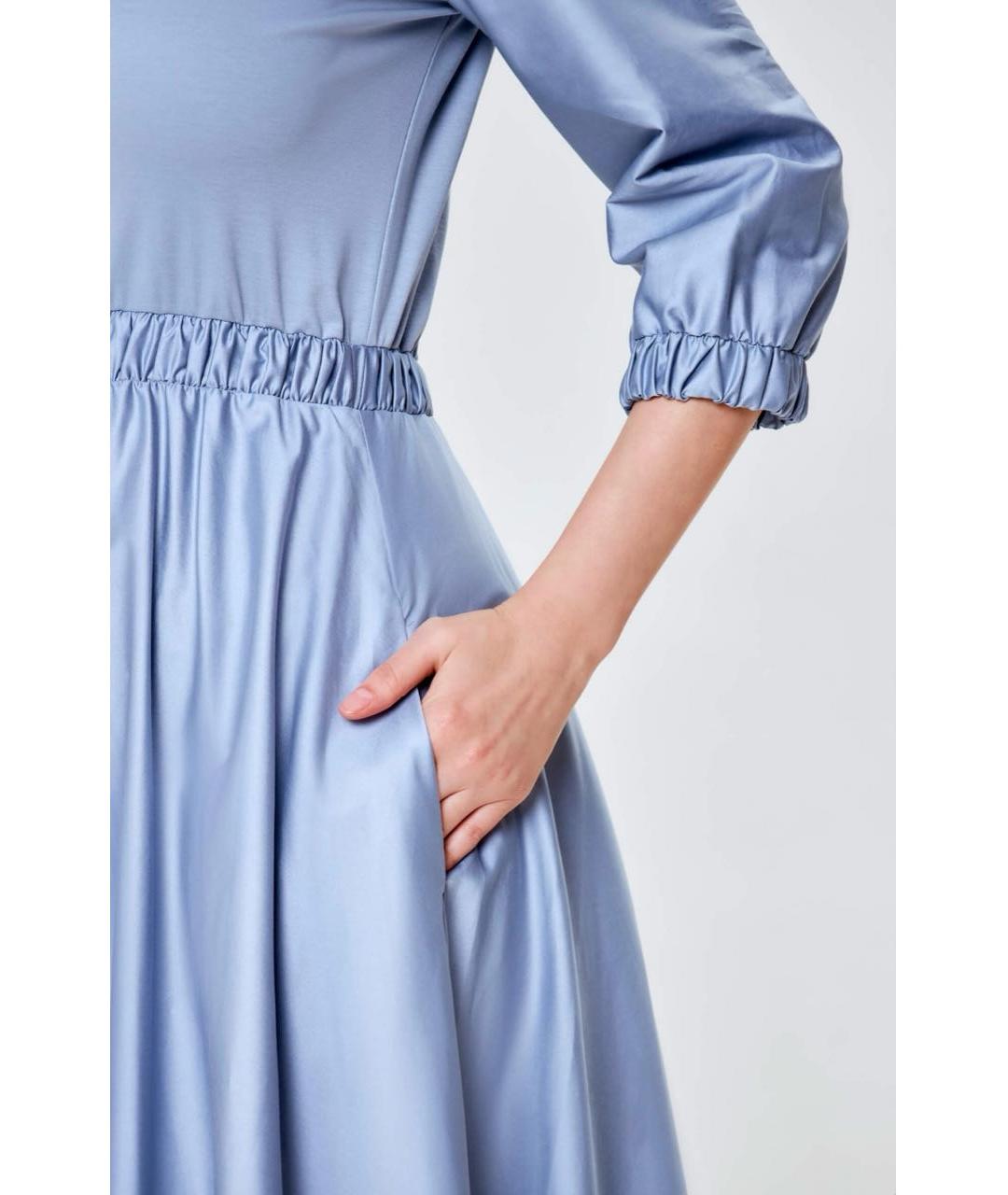 MAX MARA Голубое хлопковое повседневное платье, фото 4