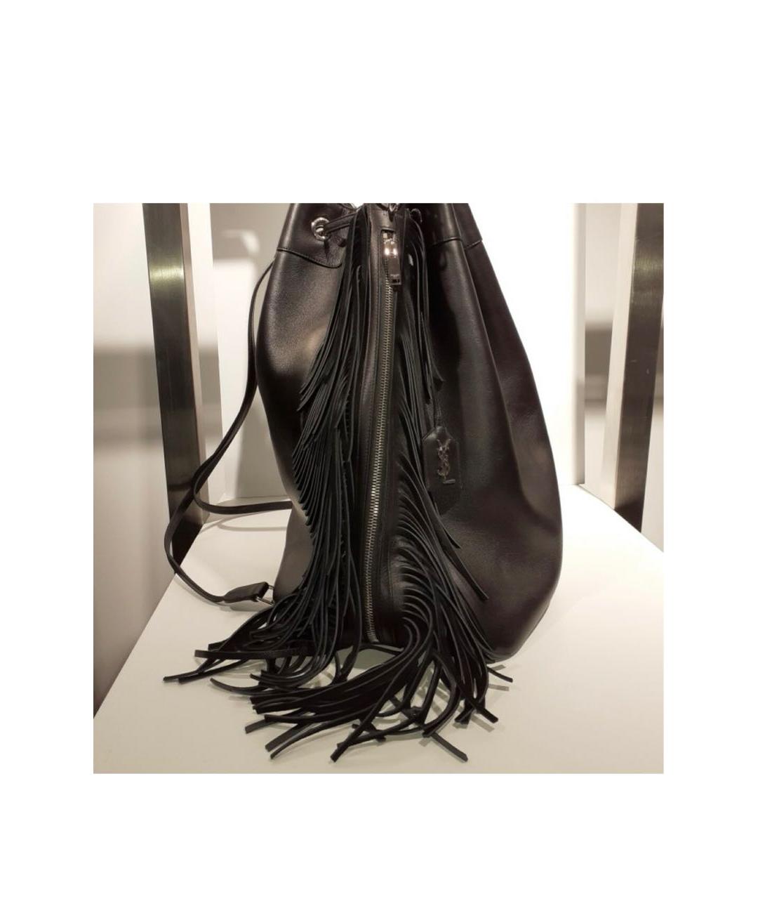 SAINT LAURENT Черная кожаная сумка тоут, фото 2