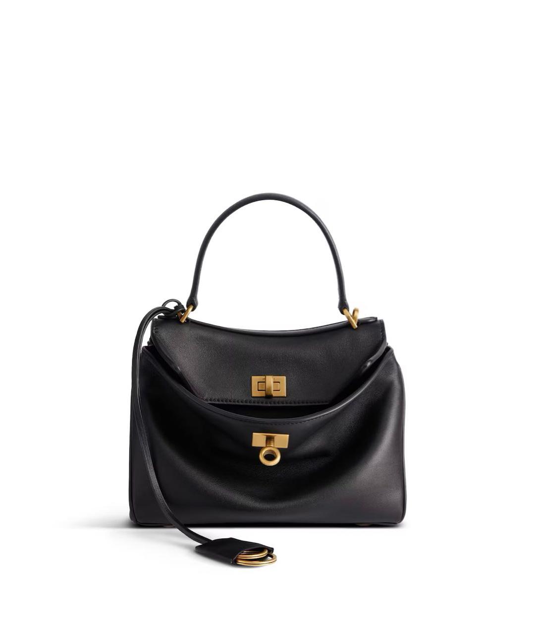 BALENCIAGA Черная кожаная сумка тоут, фото 1