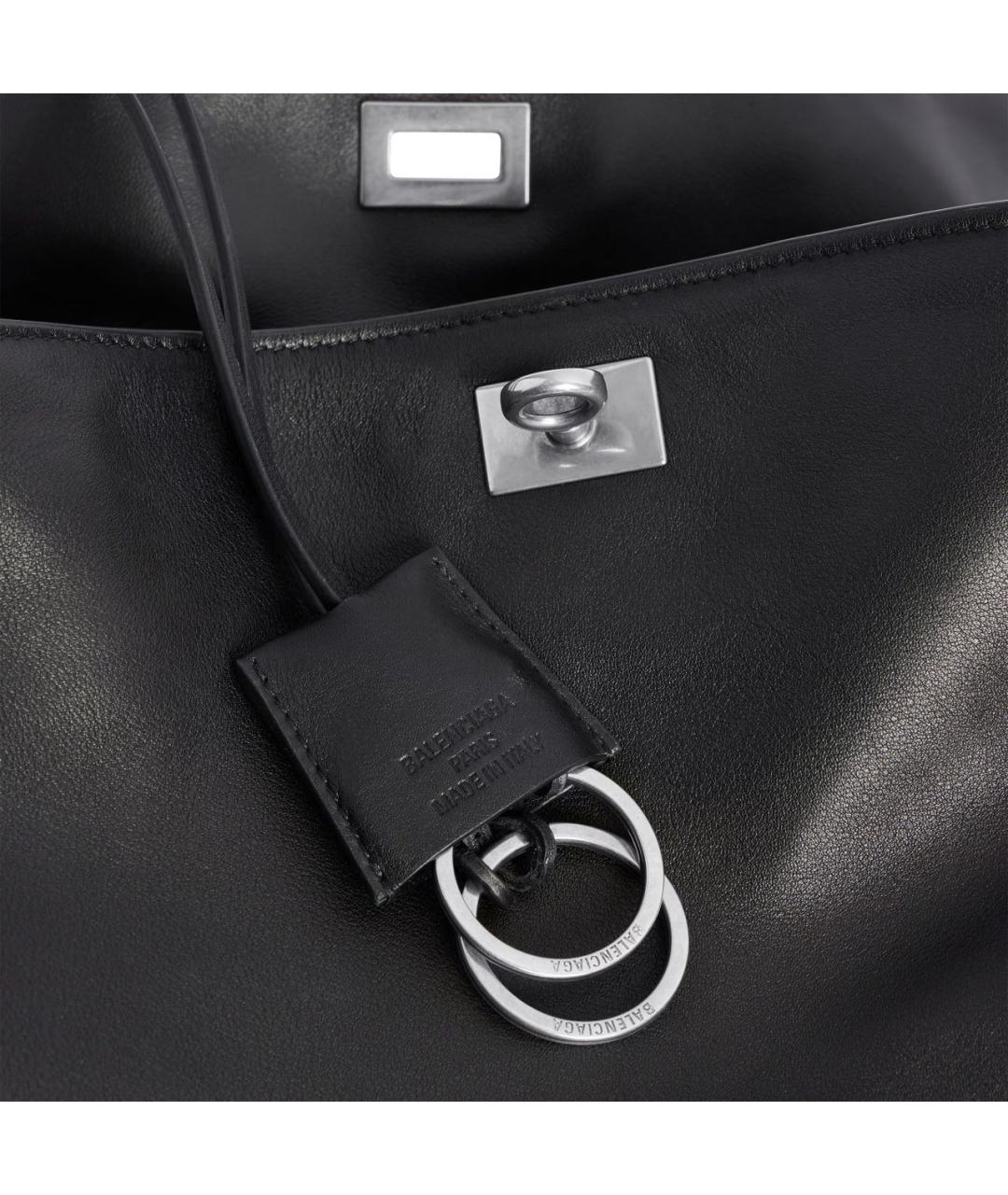 BALENCIAGA Черная кожаная сумка тоут, фото 8